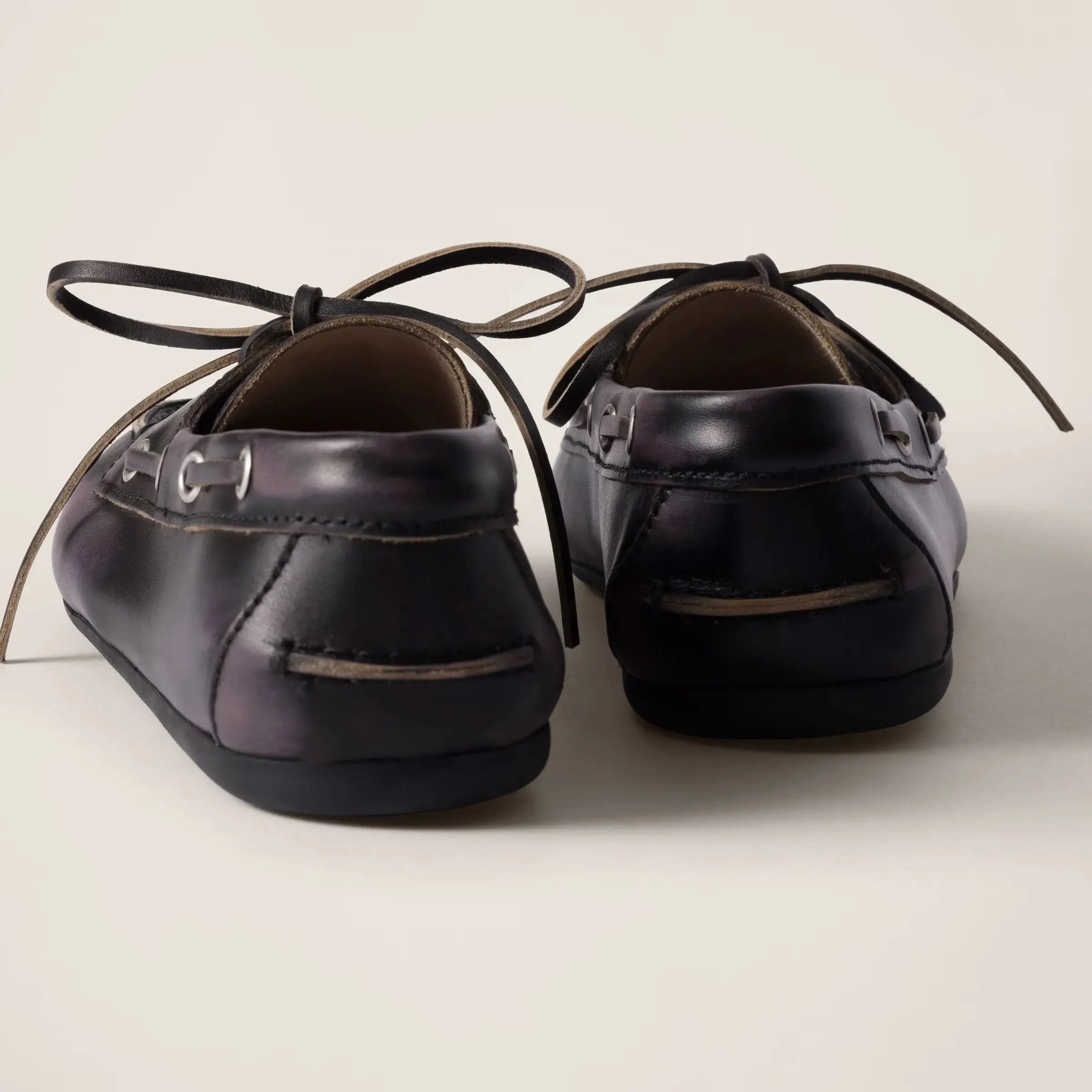 Women's Bleached Leather Boat Shoes Gilded Cadence