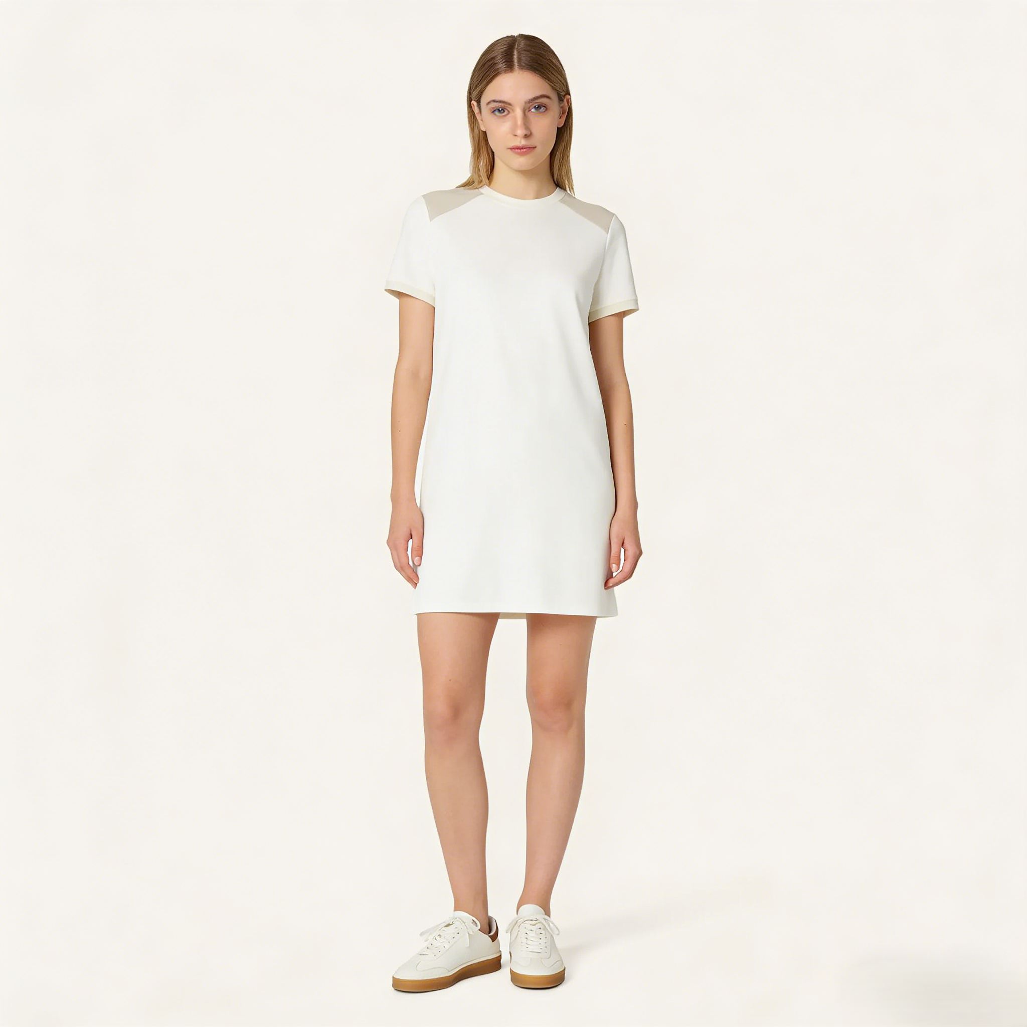 White Leather Tennis Walk Sneakers Gilded Cadence