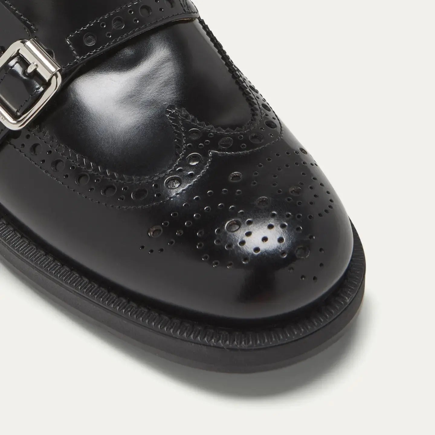 Women's Black Polished Brogue Shoes Gilded Cadence