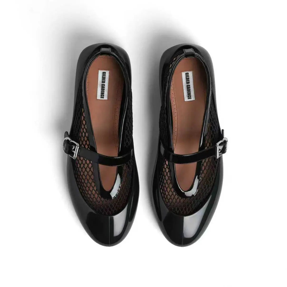 Women's Fishnet Rubber Ballet Flats Gilded Cadence