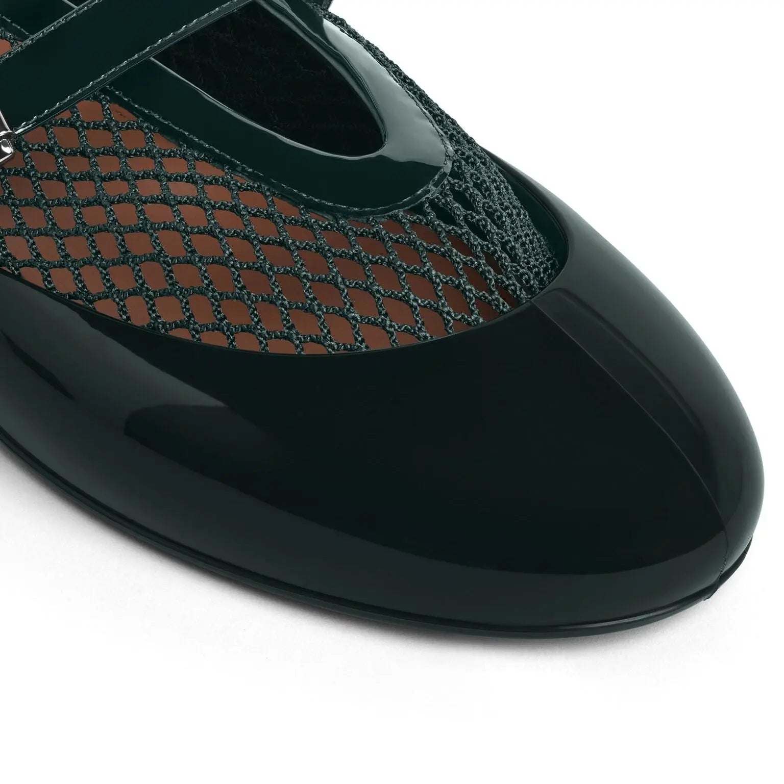 Women's Green Fishnet Rubber Ballet Flats Gilded Cadence