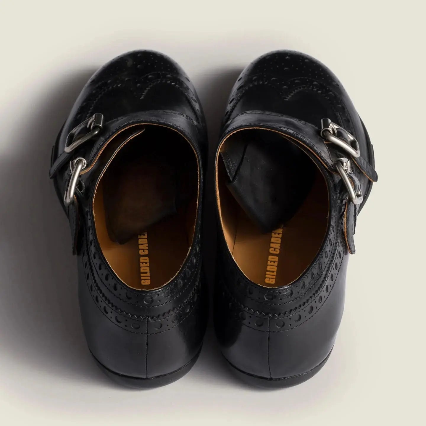 Calf leather brogue shoe with buckles Gilded Cadence