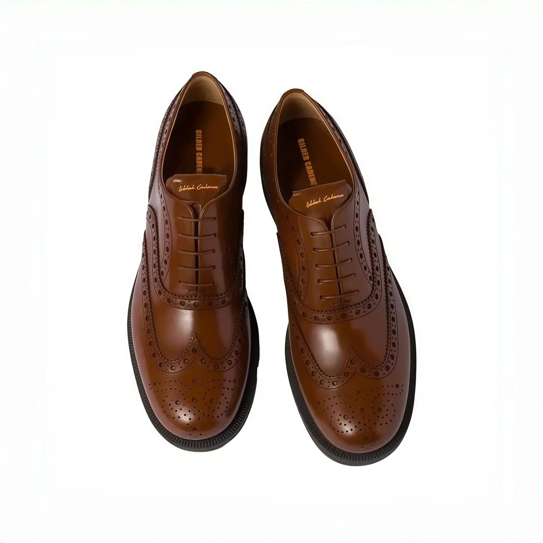 Tan Polished Leather Wingtip Brogues Gilded Cadence