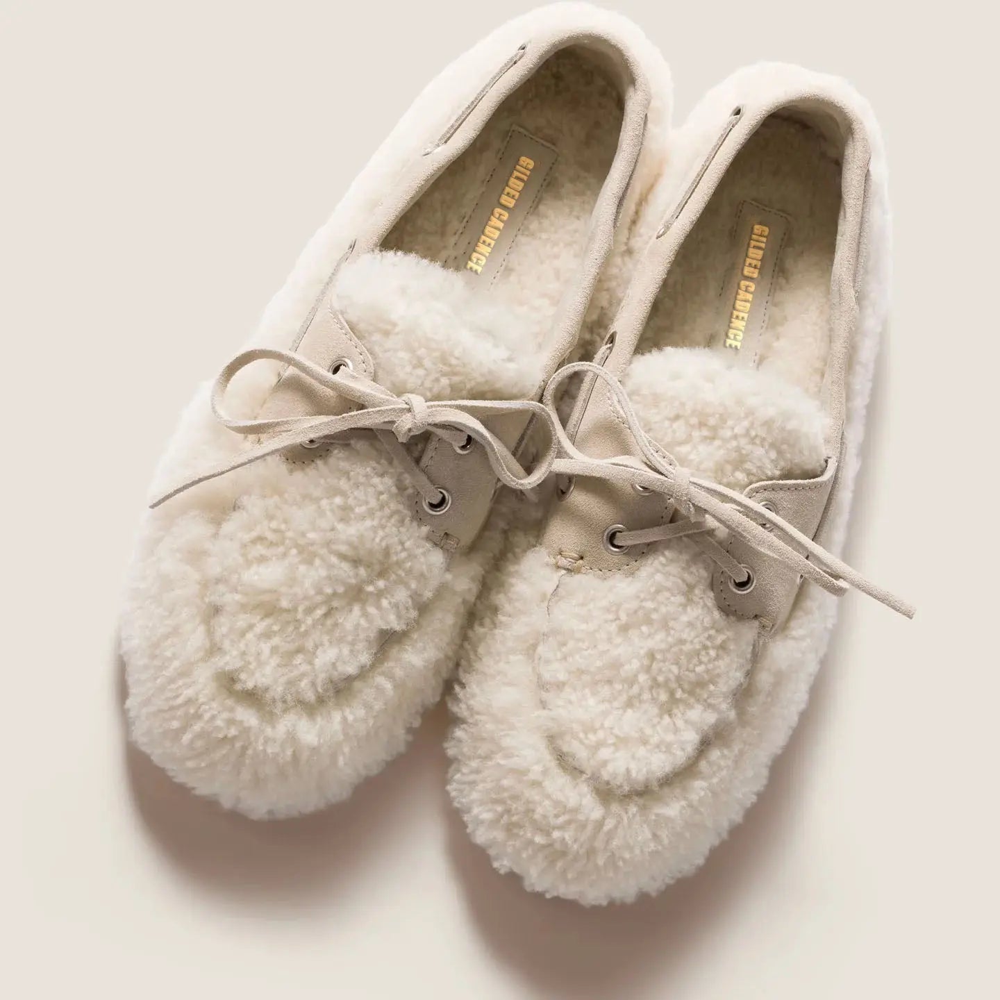 Plush Shearling Moccasin Loafers Gilded Cadence