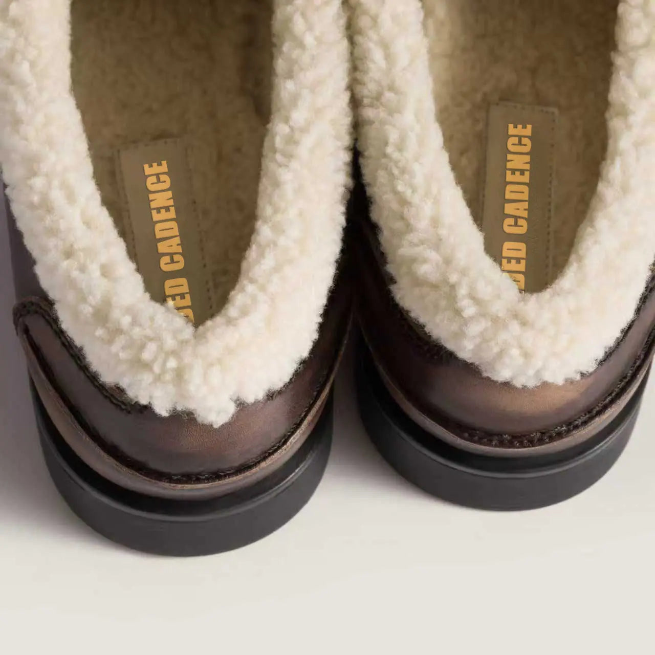 Bleached leather and shearling penny loafers Gilded Cadence