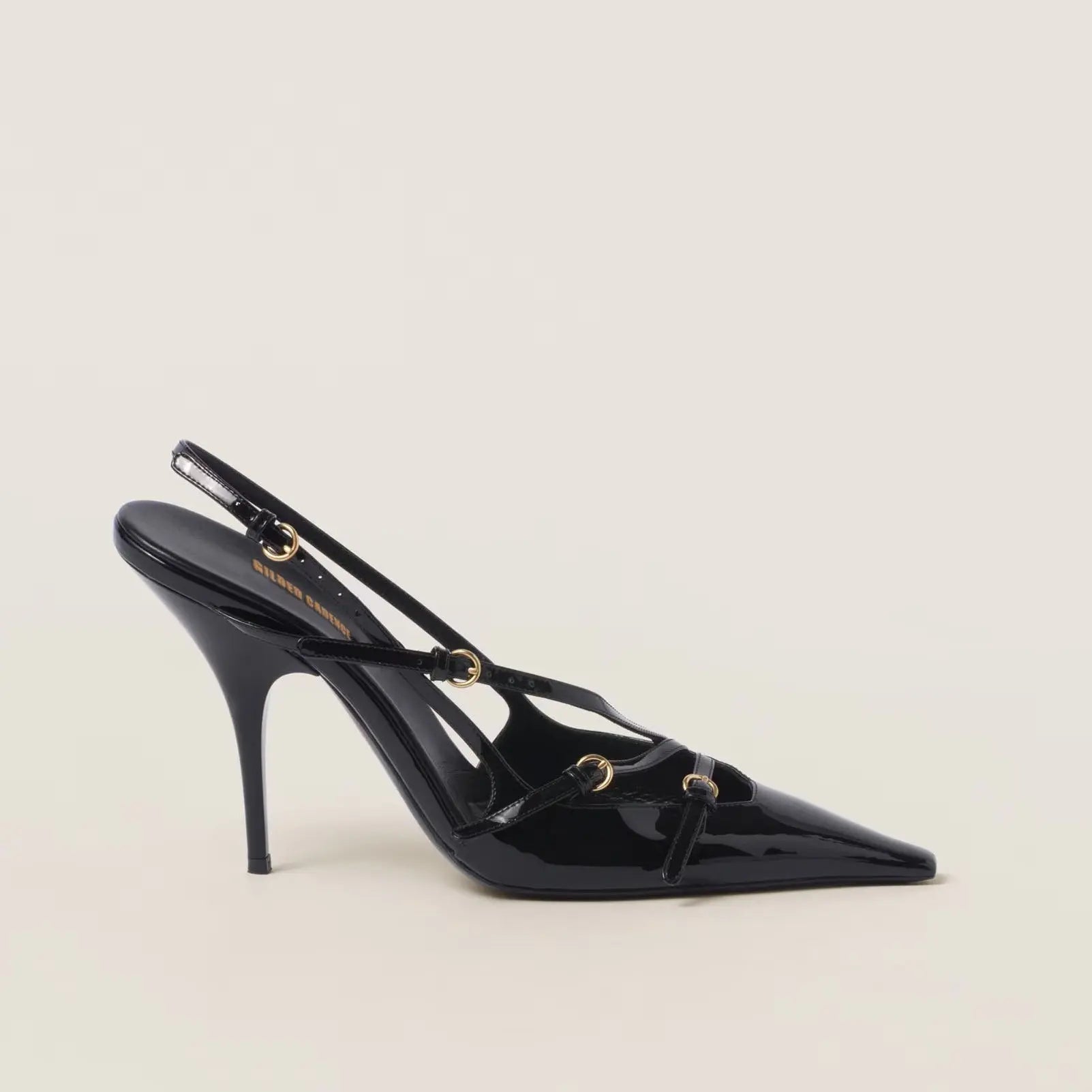 Black Patent Leather High Heel Pumps Gilded Cadence