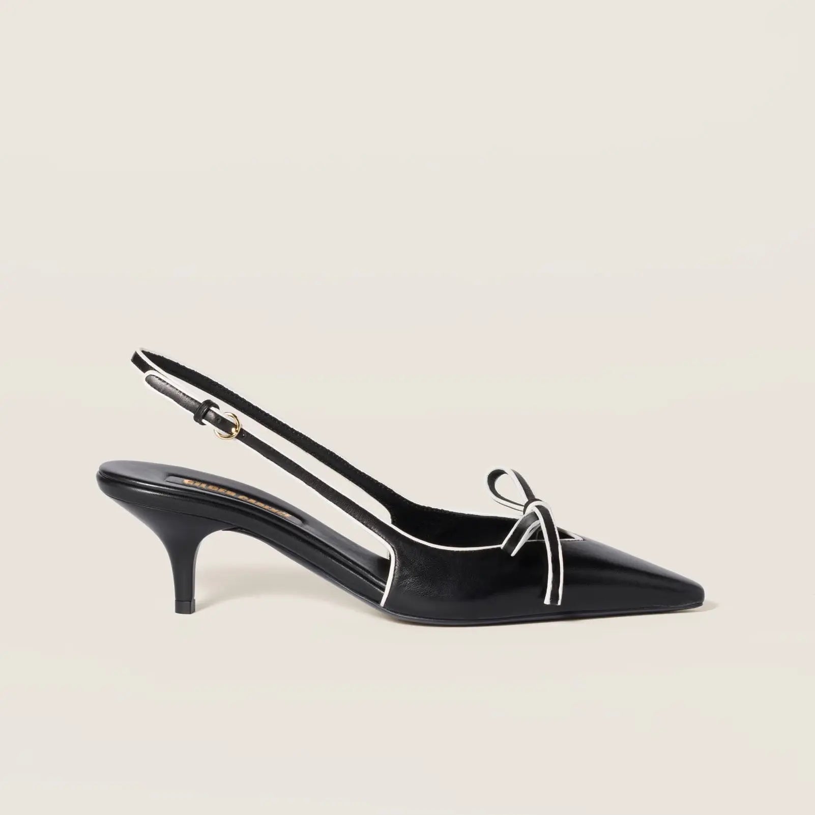 Black Contrast Piping Slingback Pumps Gilded Cadence