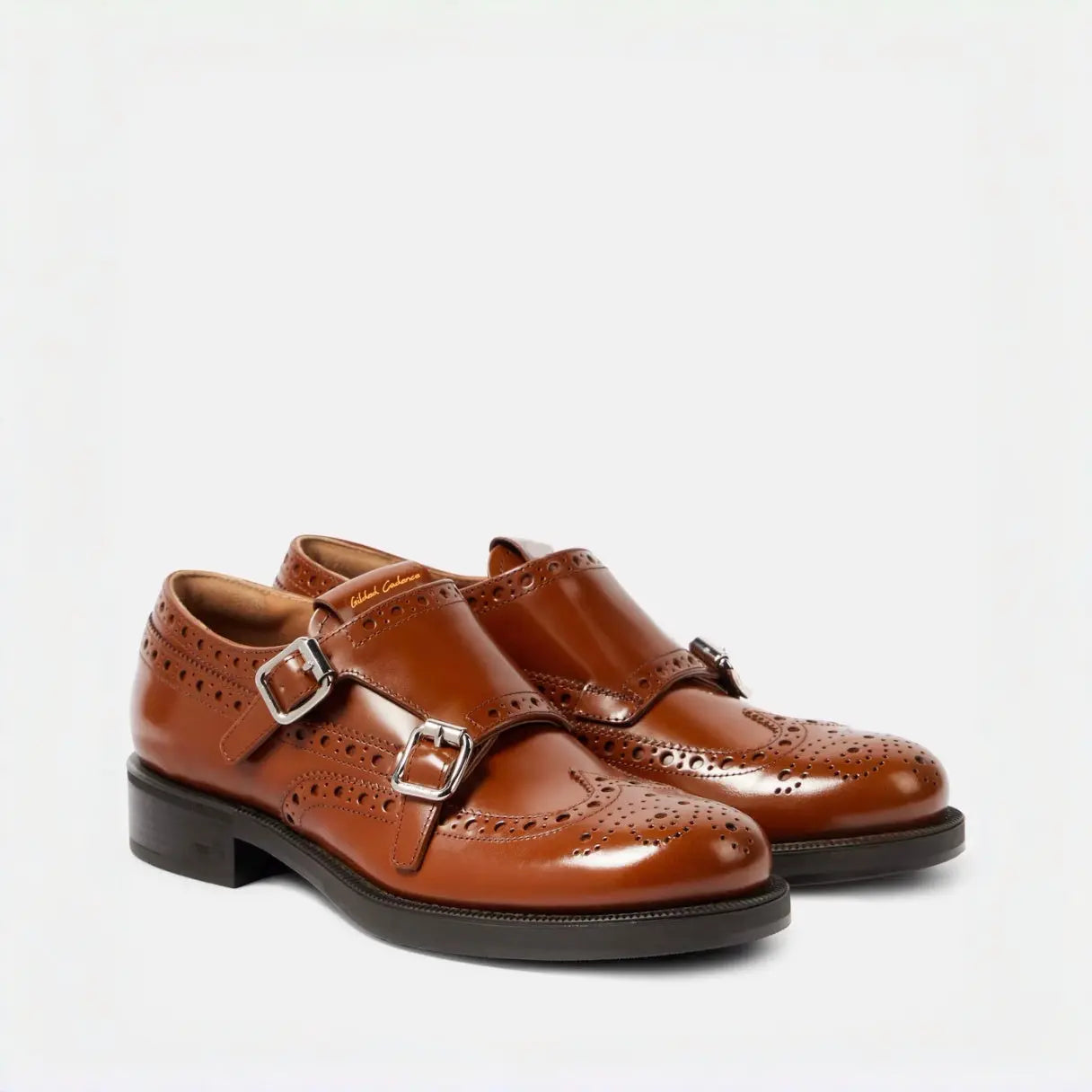 Double Monk Strap Leather Brogues Gilded Cadence