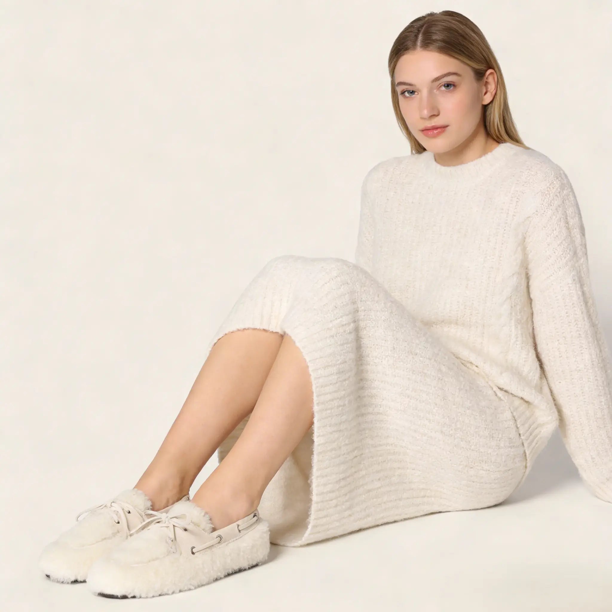 Plush Shearling Moccasin Loafers Gilded Cadence