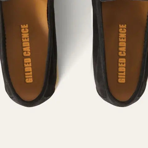 Women's Black Suede Summer Loafers Gilded Cadence