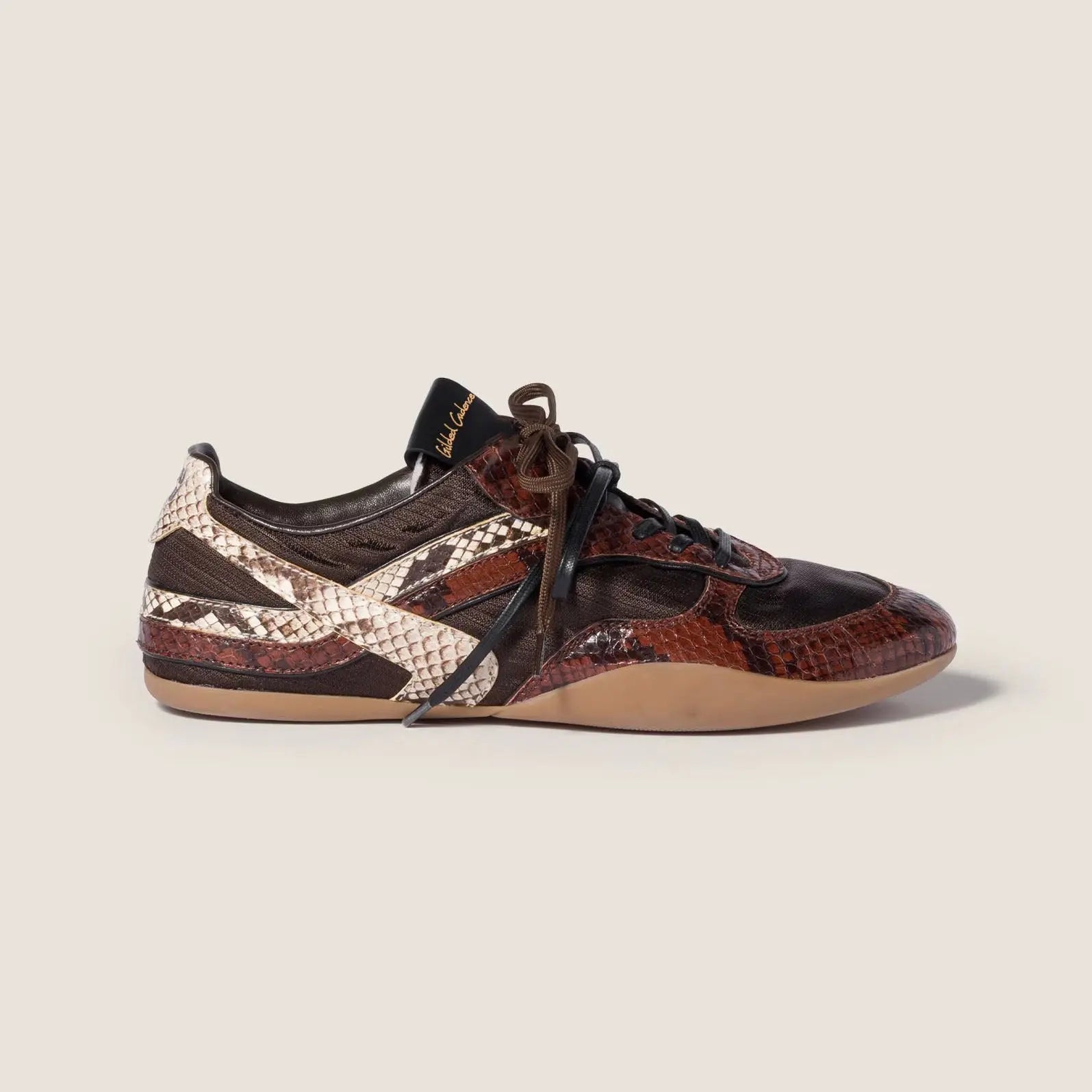 technical fabric and python-print Leather sneakers Gilded Cadence