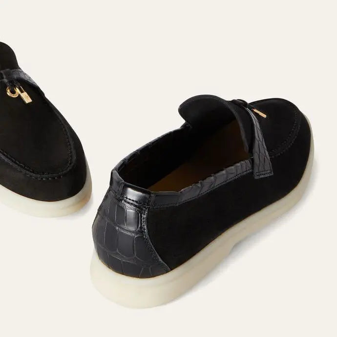 Black Suede Summer Charms Loafers Gilded Cadence