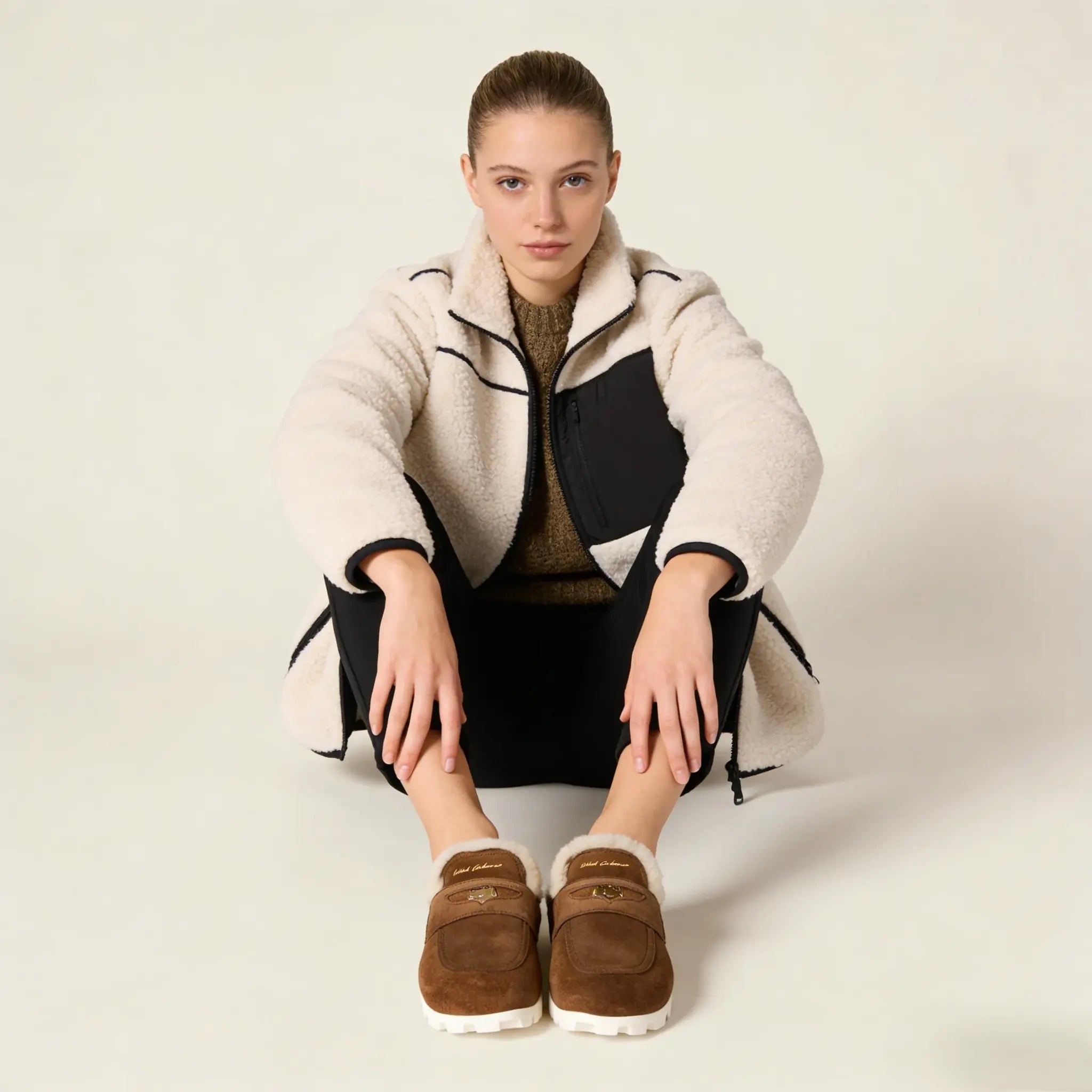 Minimalist Suede Slip-On Mules - Brown Gilded Cadence