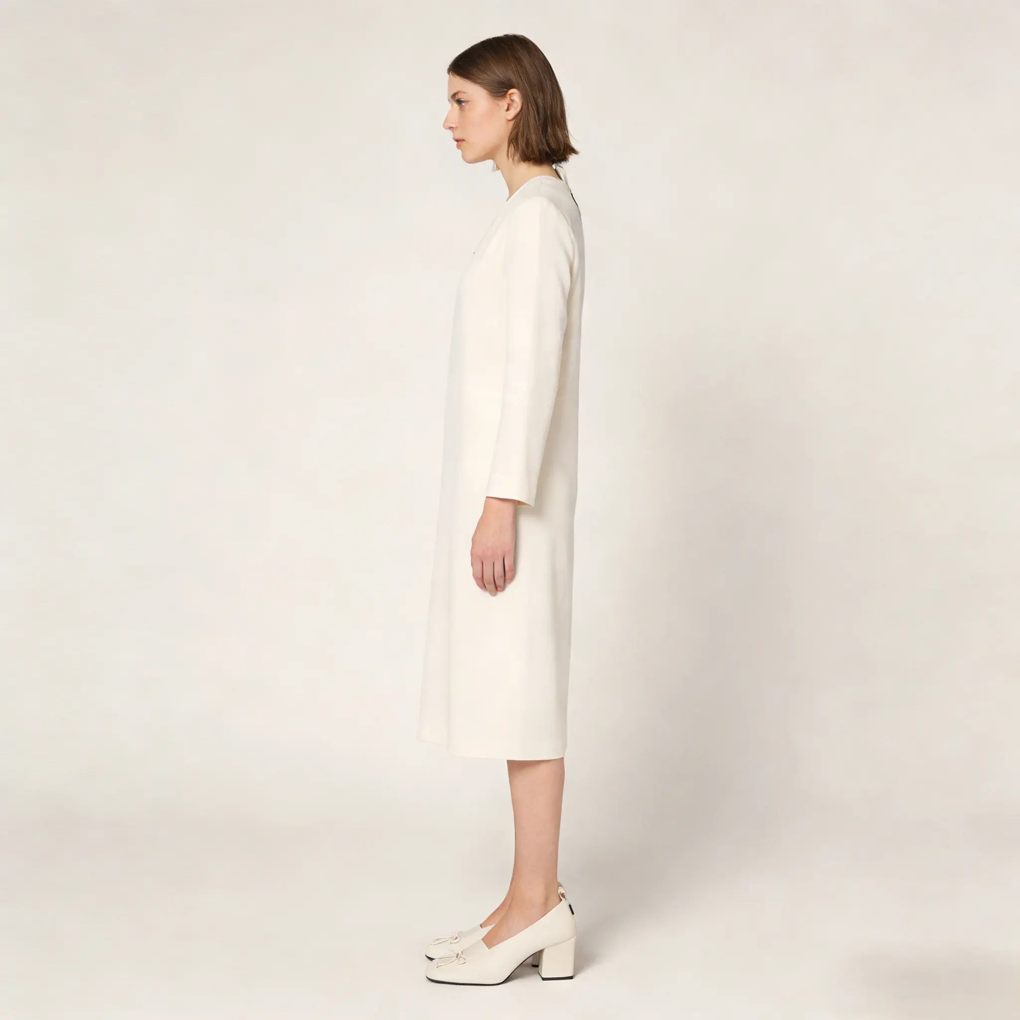 Cream Nappa Leather Bow Block Pumps Gilded Cadence