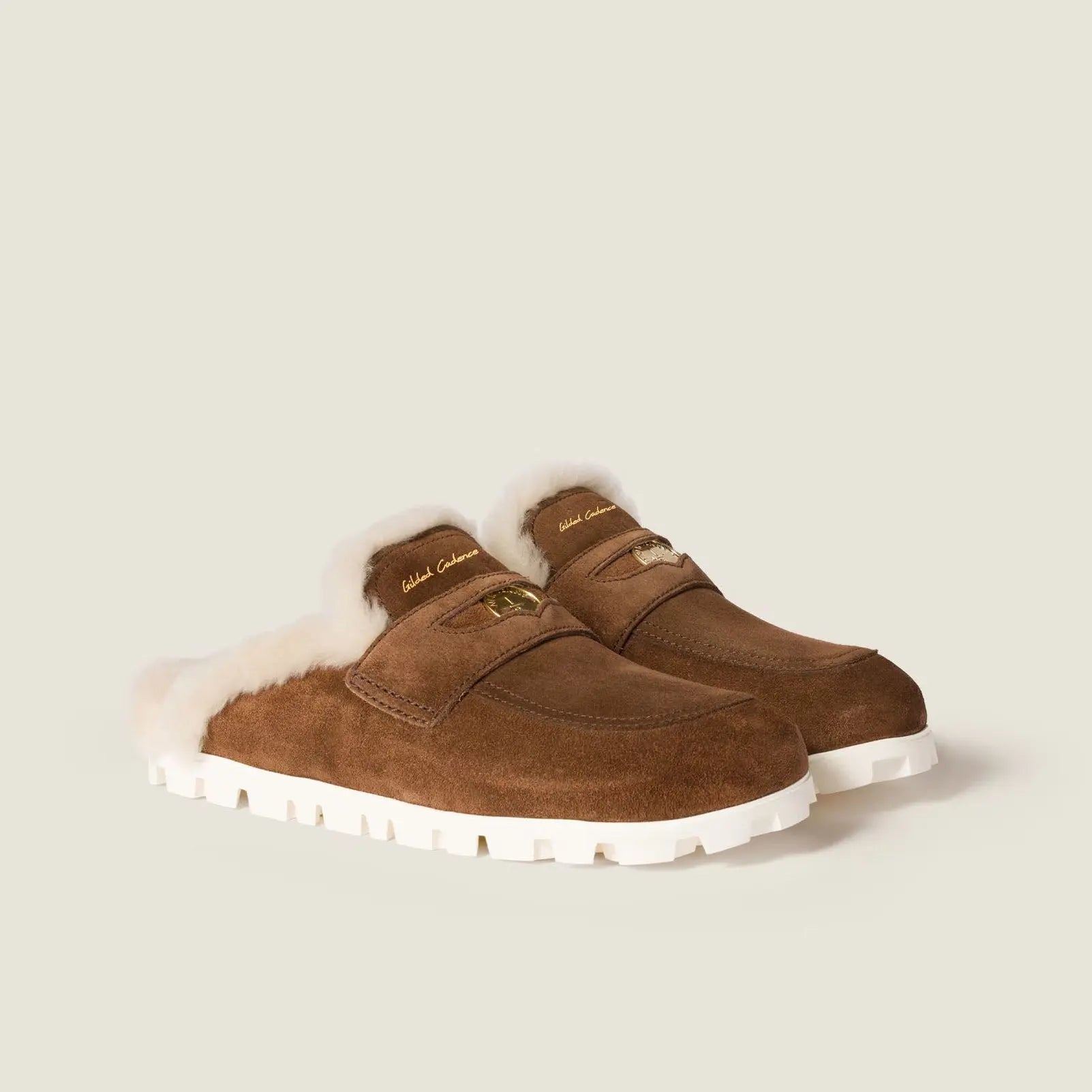 Minimalist Suede Slip-On Mules - Brown Gilded Cadence