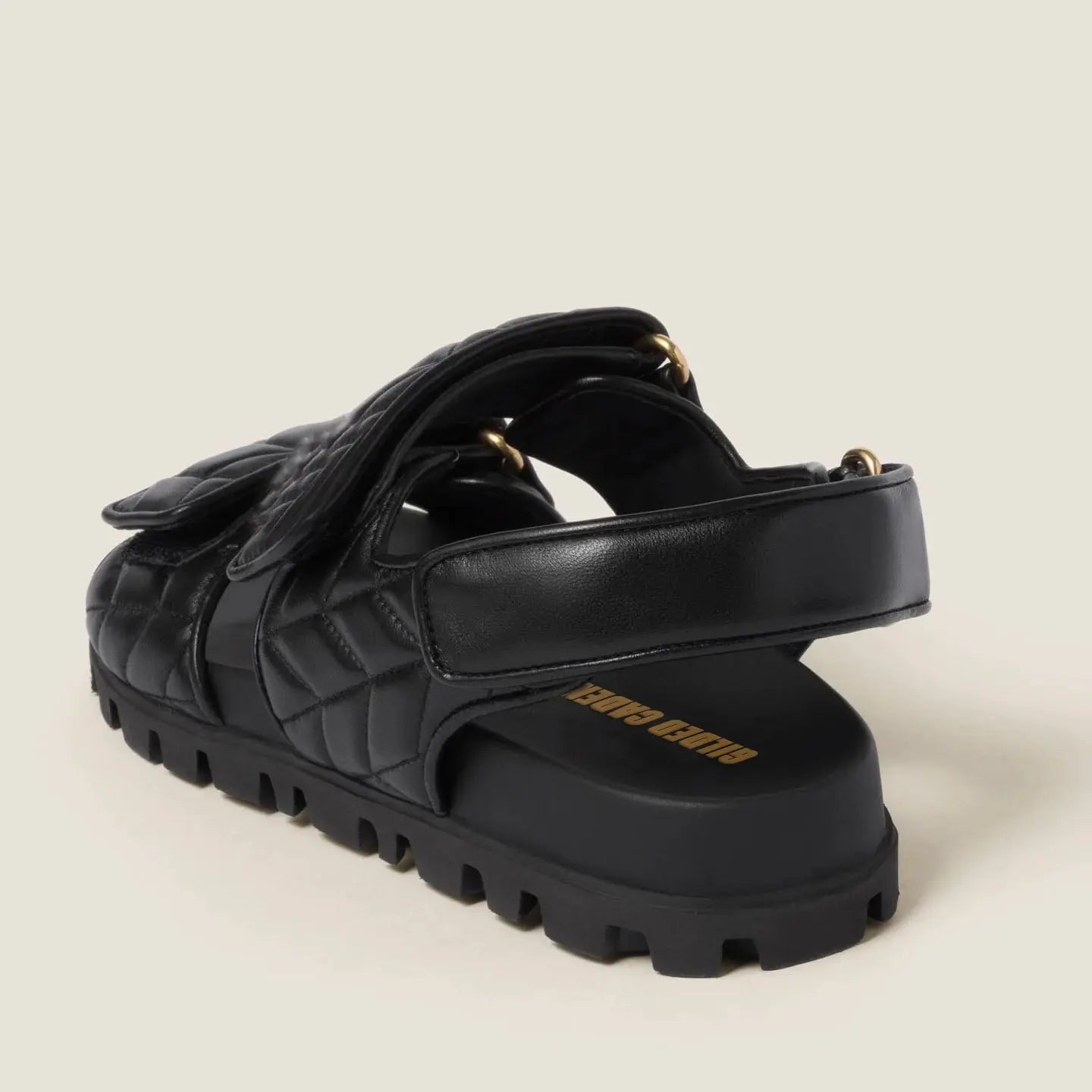 Women's Black Quilted Sporty Sandals Gilded Cadence