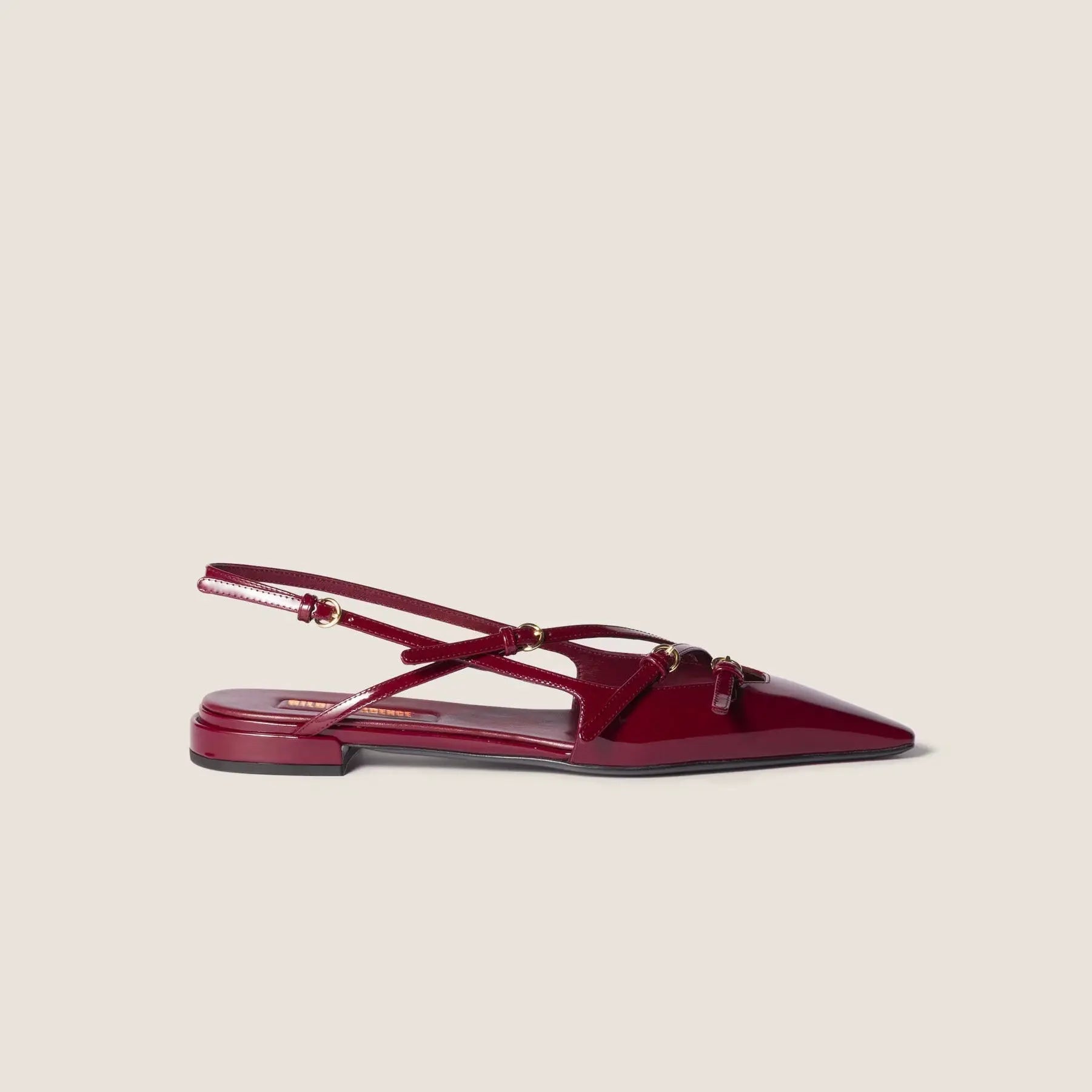 Patent leather slingback ballerinas with buckles Gilded Cadence
