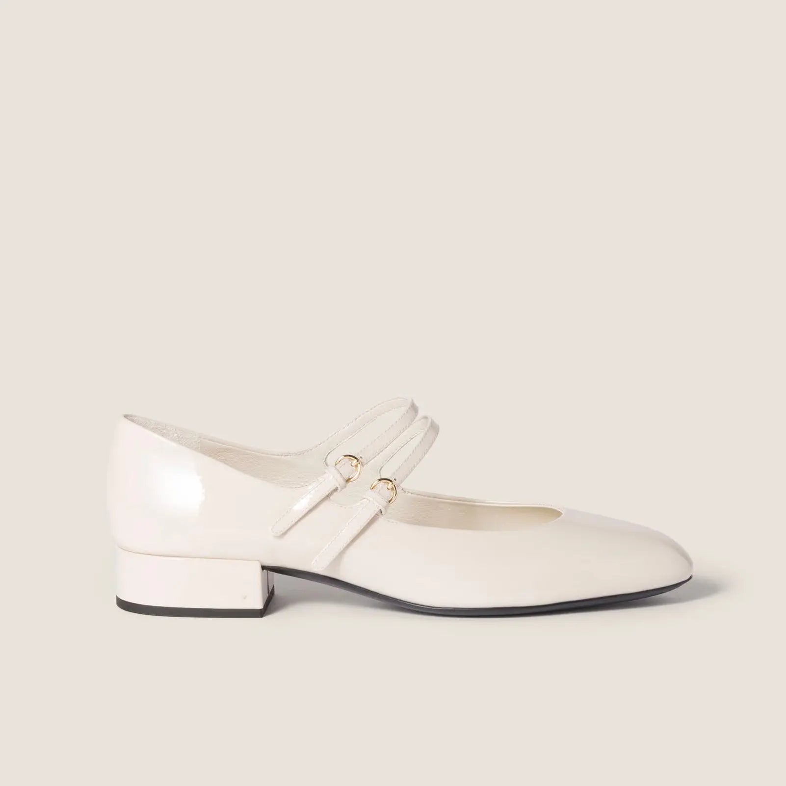 Cream Double Strap Mary Jane Pumps Gilded Cadence
