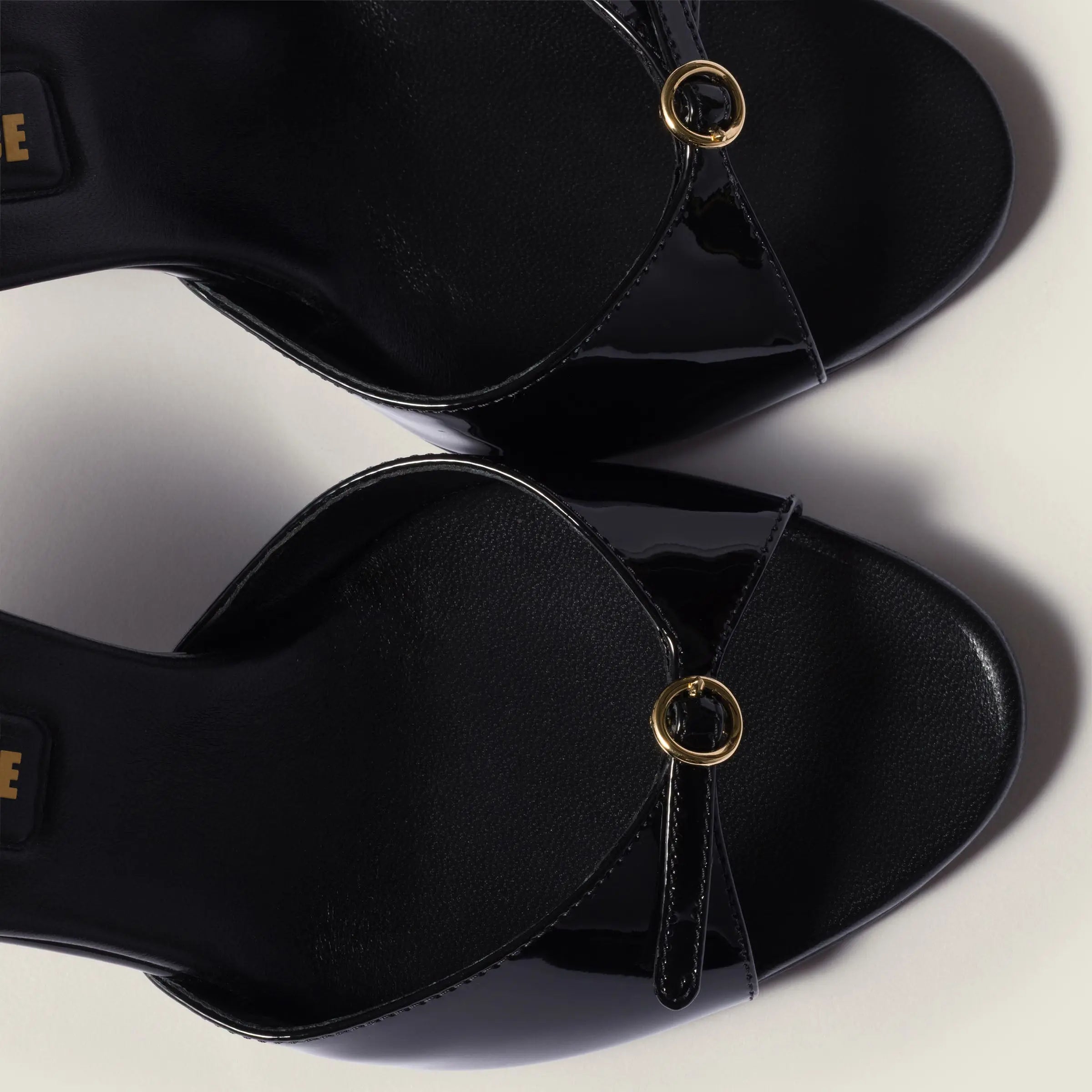 Patent leather mules with buckle Black Gilded Cadence