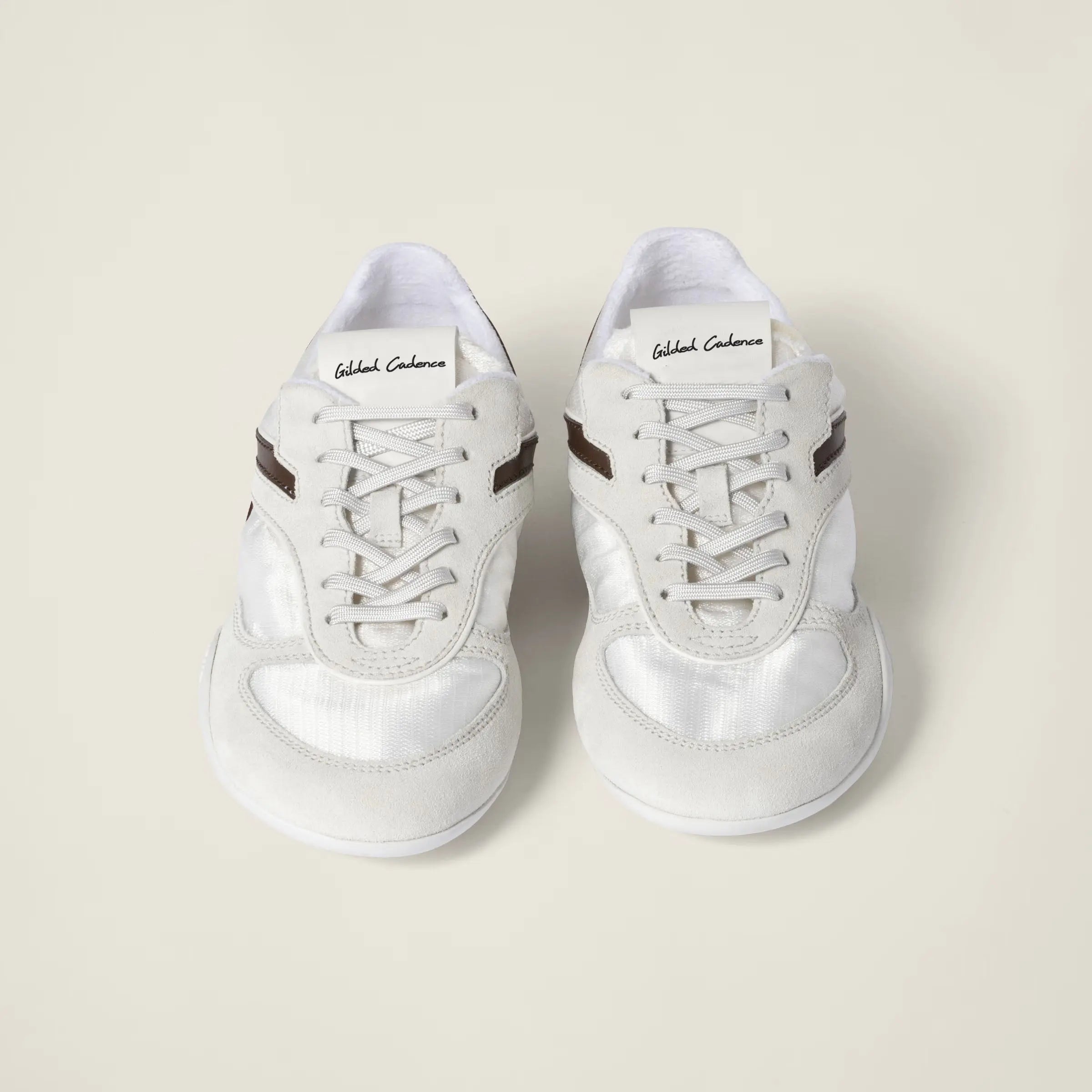 Gymnasium Tech Fabric Sneakers - White Gilded Cadence