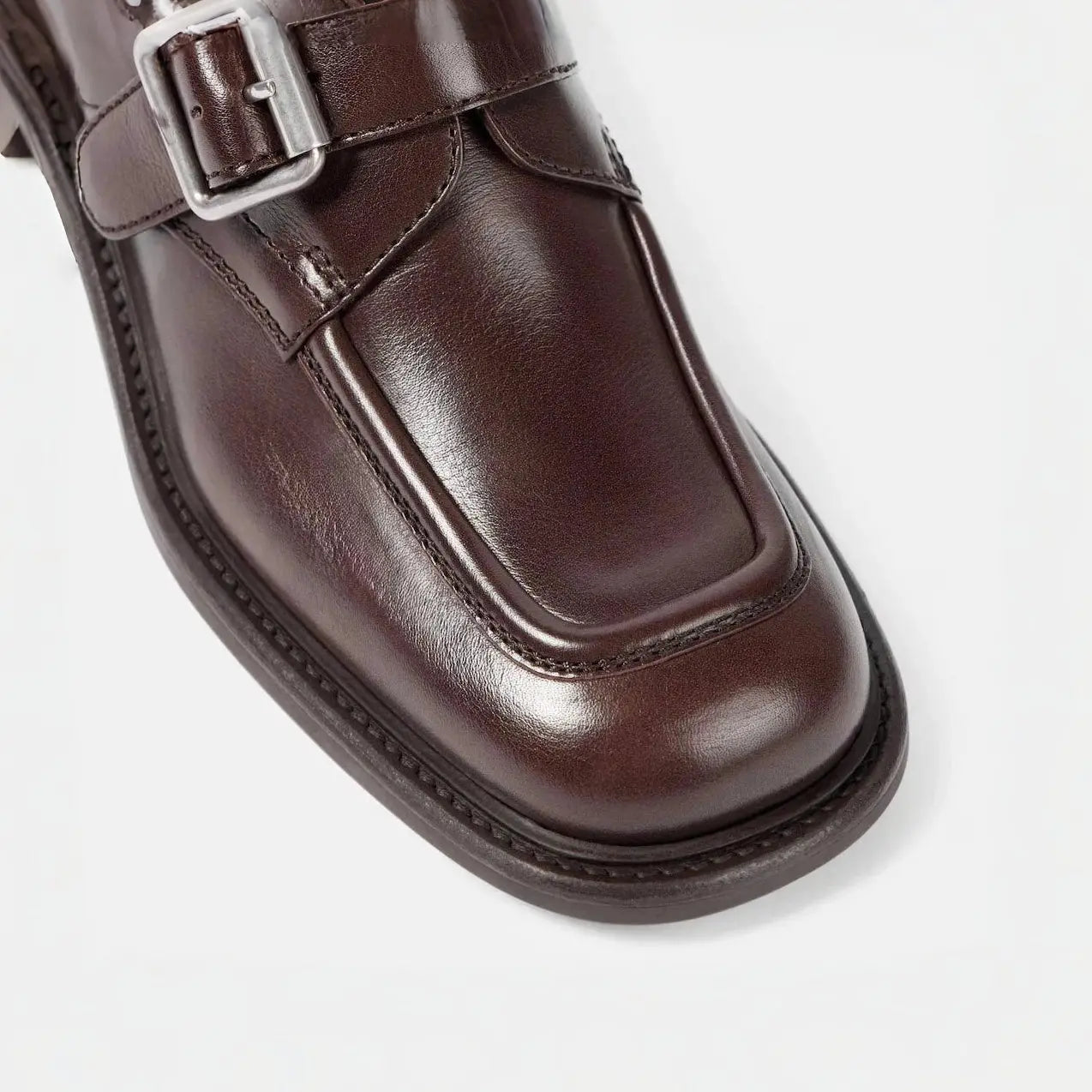 Dark Brown Polished Leather Brogue Shoes Gilded Cadence