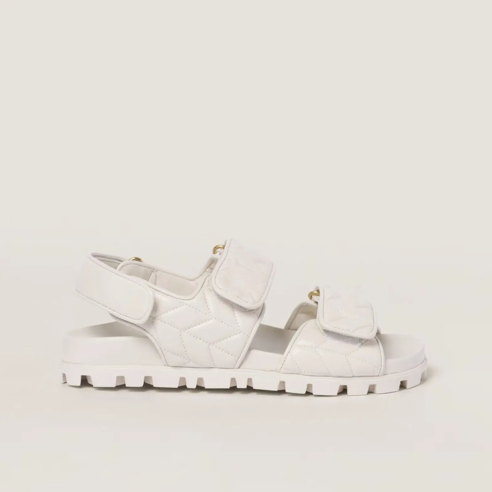 Women's White Quilted Sporty Sandals Gilded Cadence