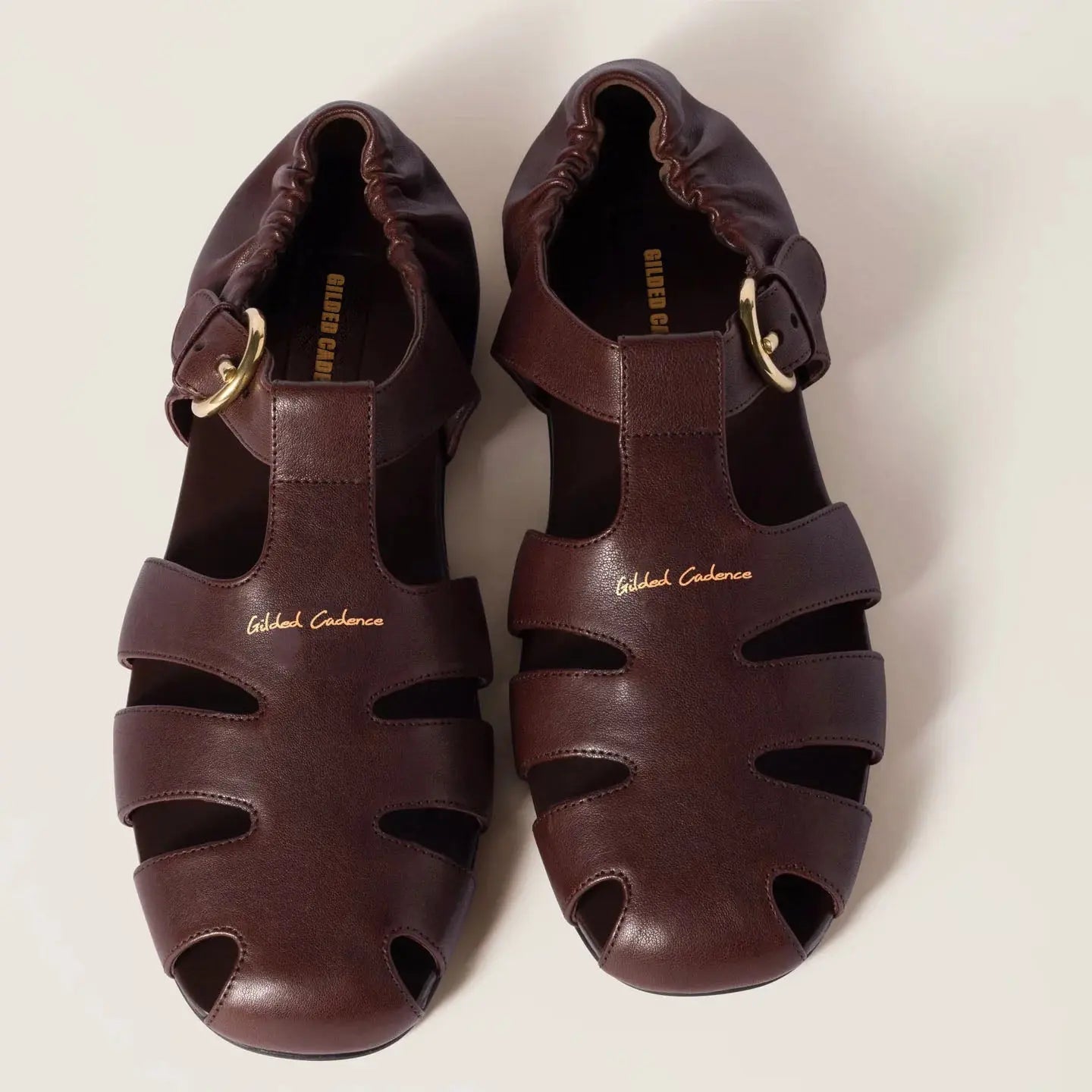 Ruches nappa leather fisherman's sandals Gilded Cadence