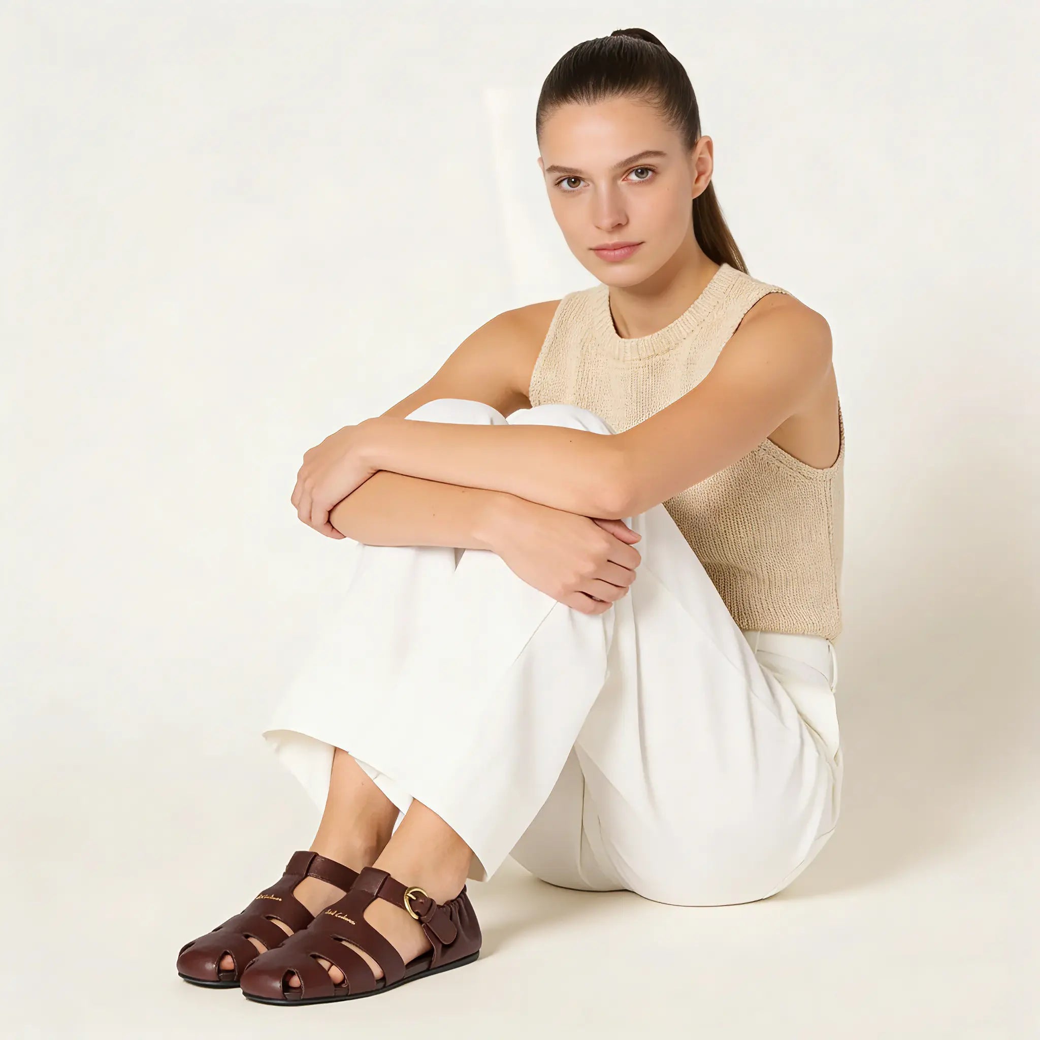 Ruches nappa leather fisherman's sandals Gilded Cadence