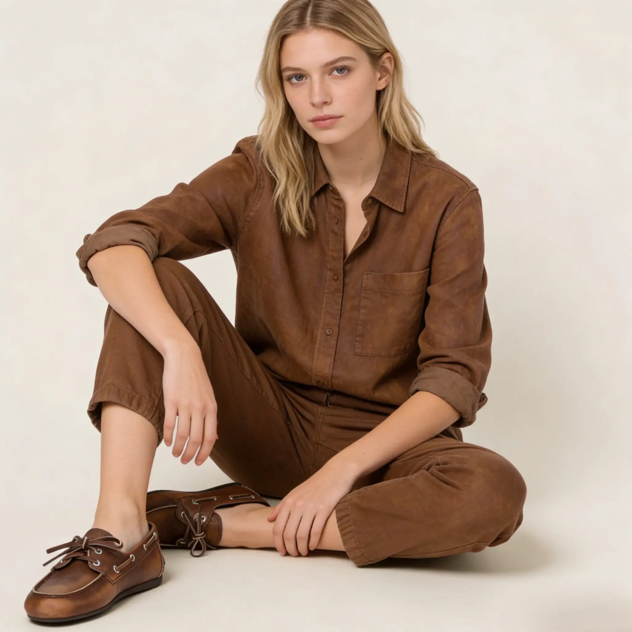 Women's Unlined Bleached Leather Loafers Gilded Cadence