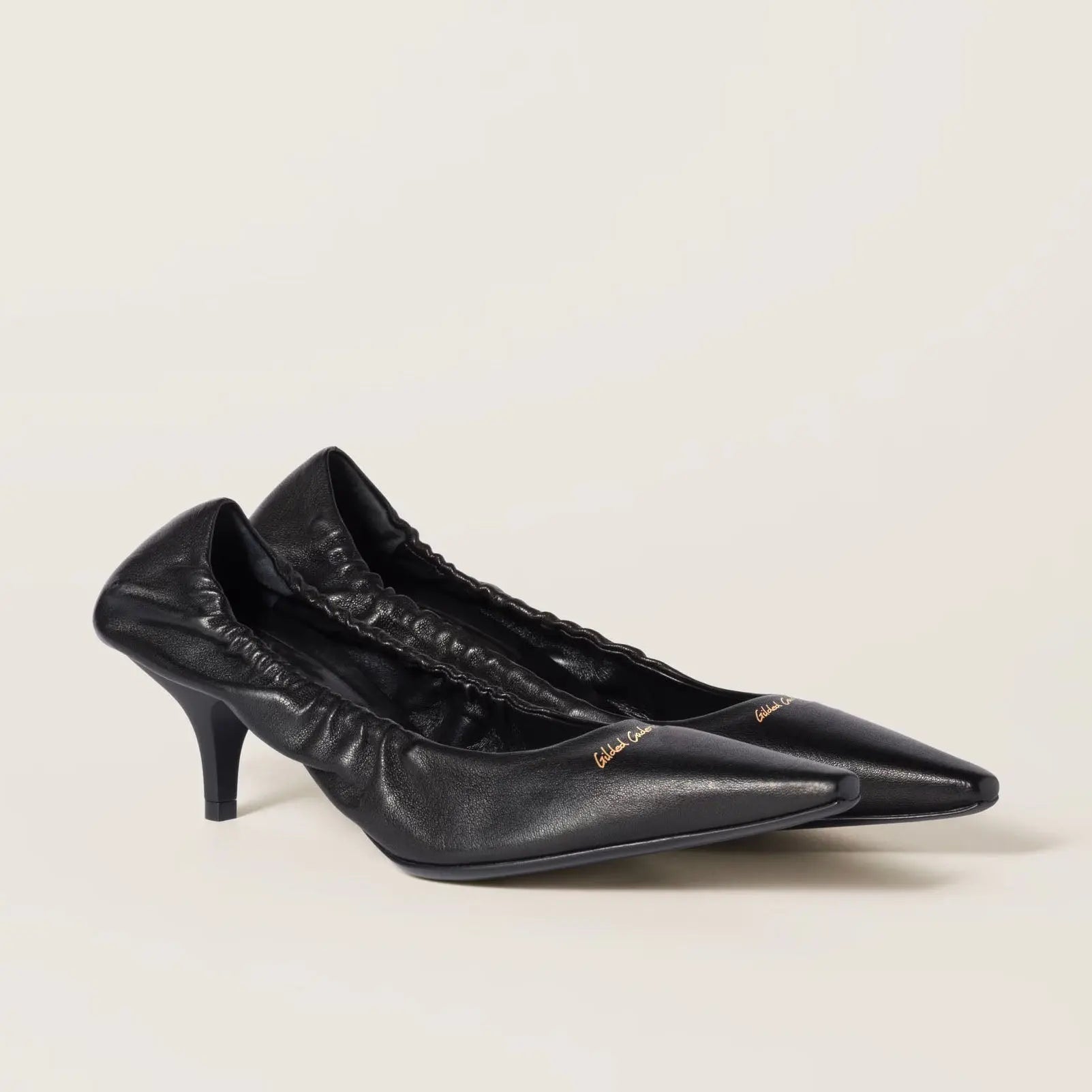Women's Black Soft Nappa Leather Pumps Gilded Cadence