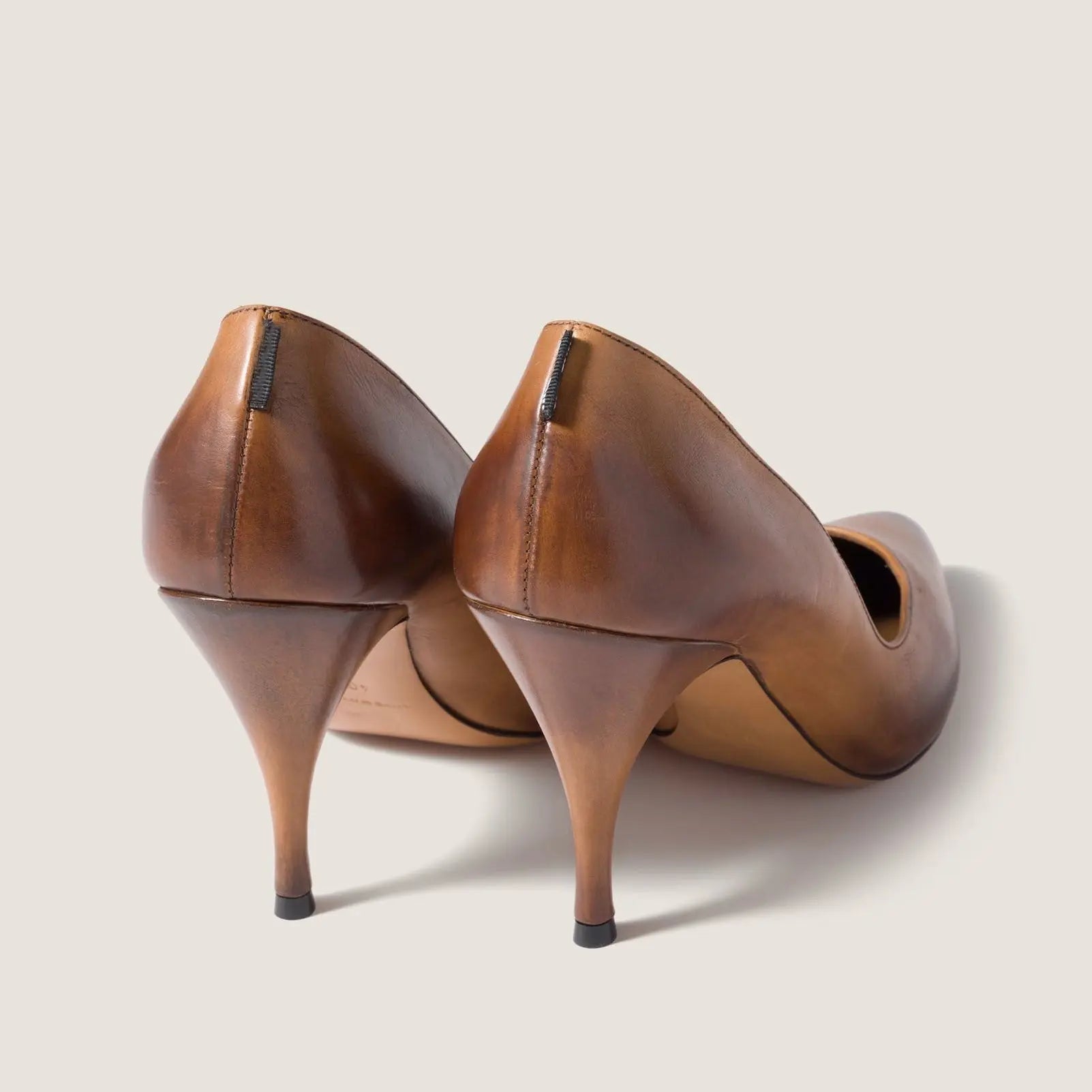 Women's Brown Leather 85mm Pumps Gilded Cadence
