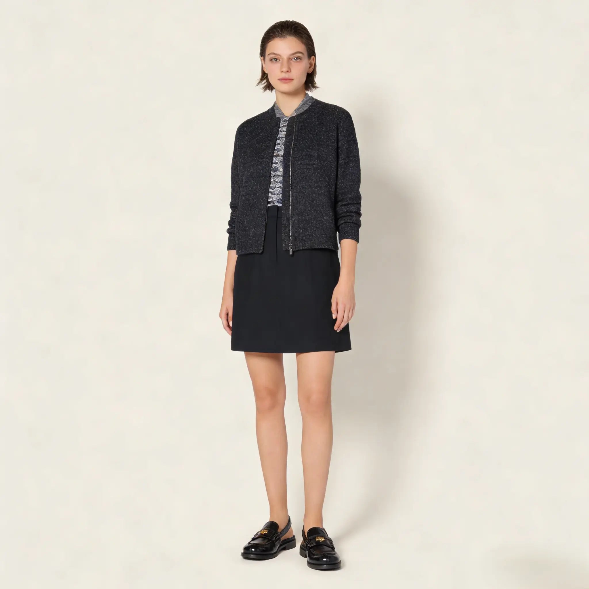 Brushed leather slingback loafers Black Gilded Cadence