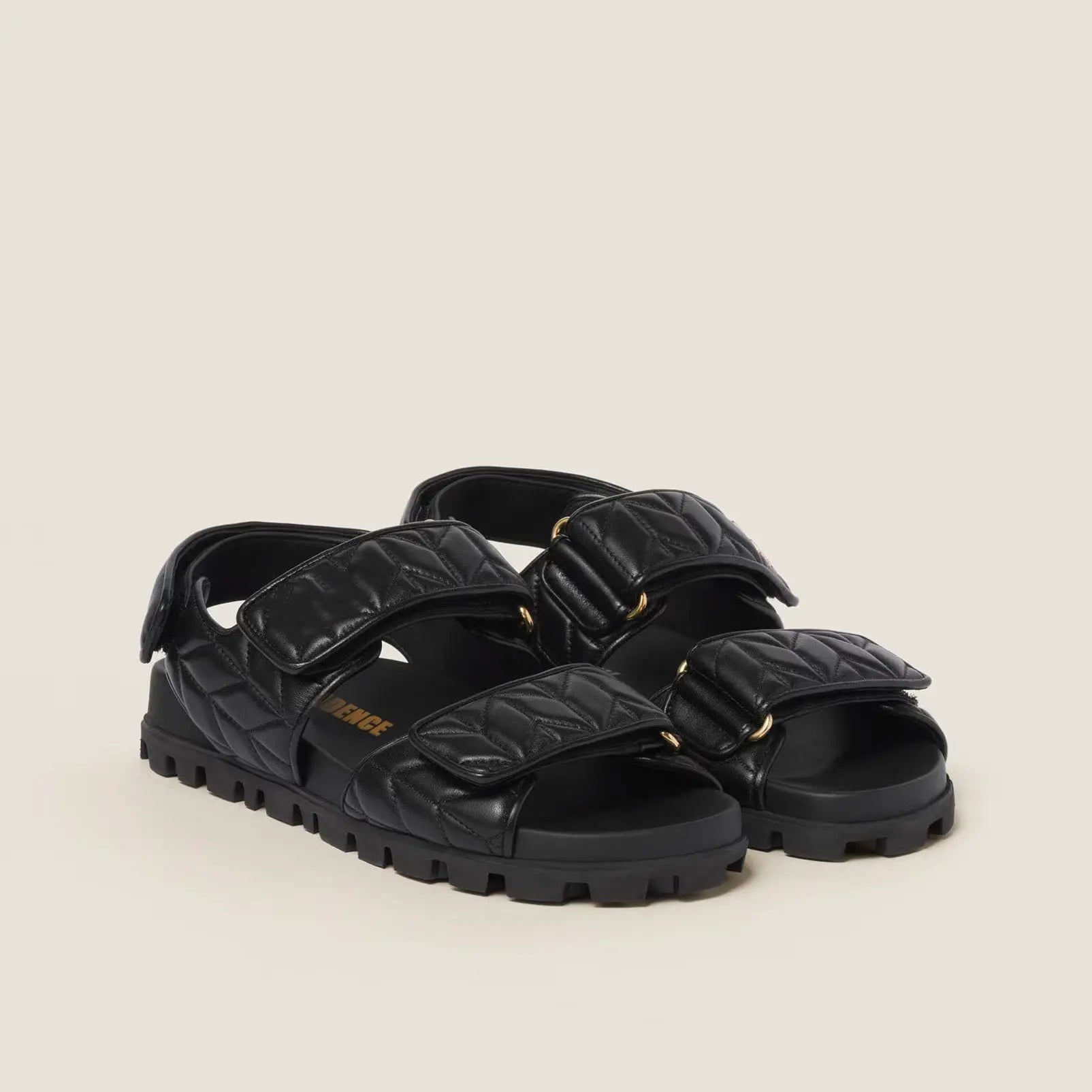 Women's Black Quilted Sporty Sandals Gilded Cadence