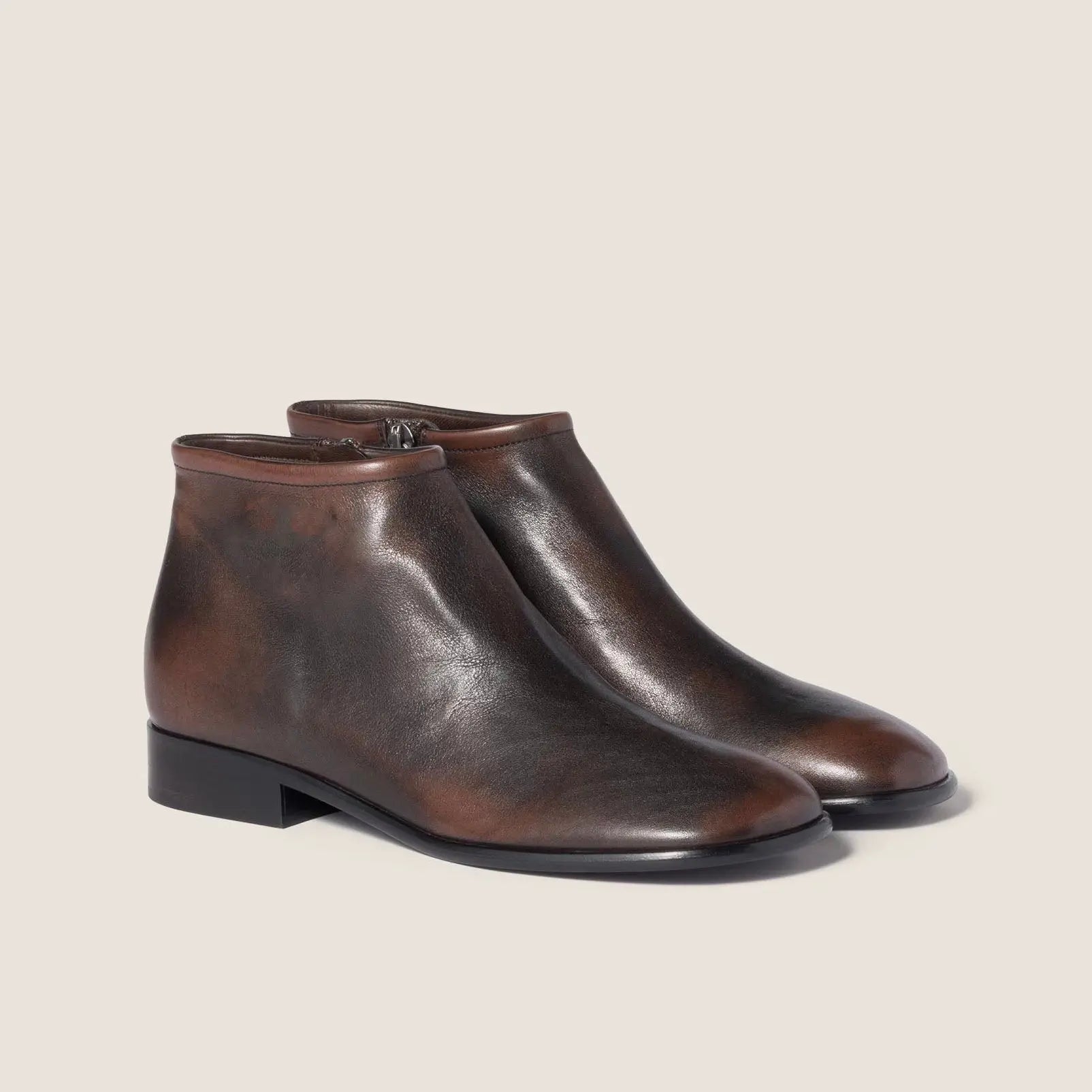 smoky leather booties Gilded Cadence