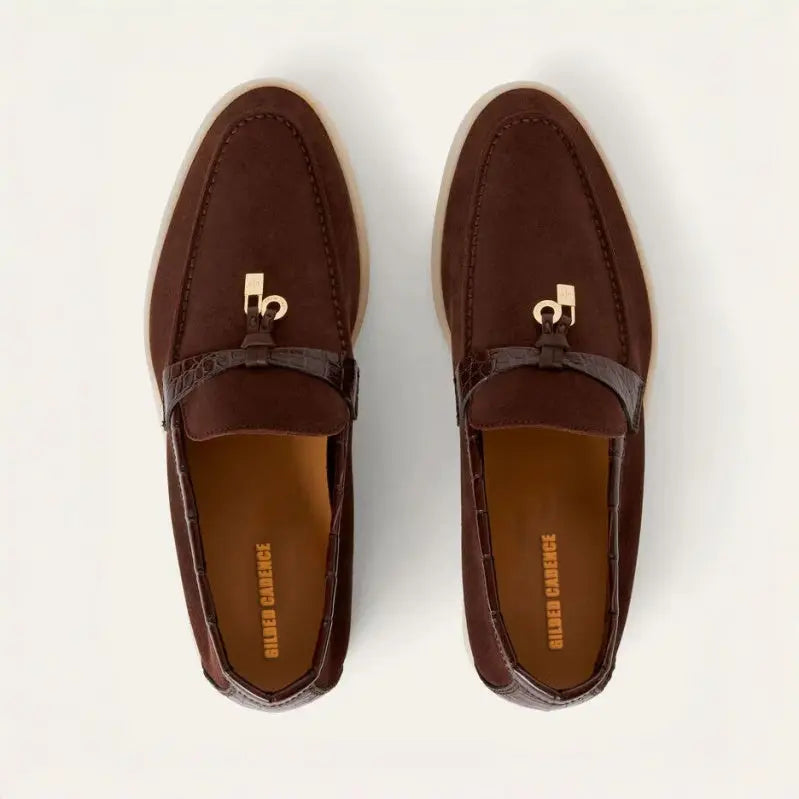 Women's Chocolate Suede Summer Loafers Gilded Cadence