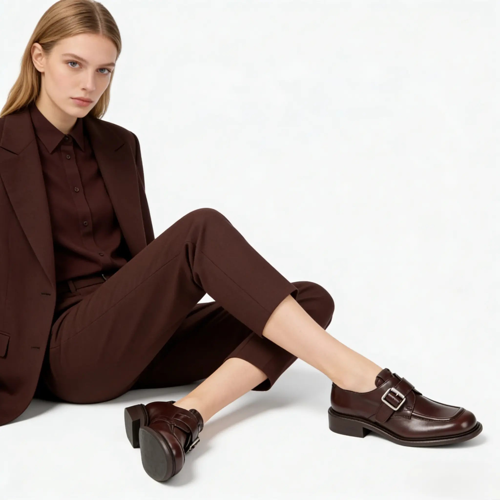 Dark Brown Polished Leather Brogue Shoes Gilded Cadence