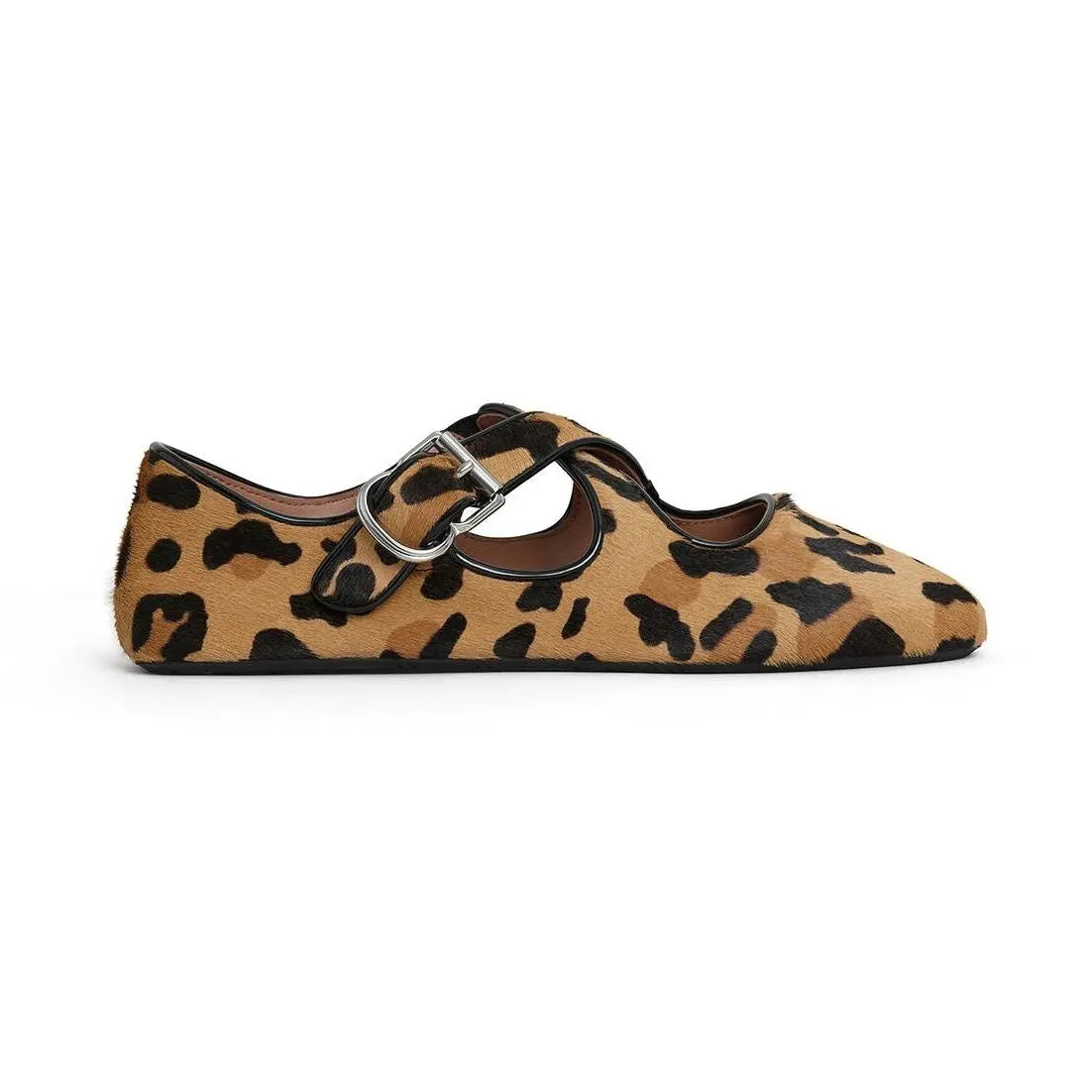 Leopard Print Haircalf Ballet Flats Gilded Cadence