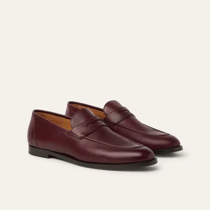 Deep Maroon Calfskin Sergio Loafers Gilded Cadence