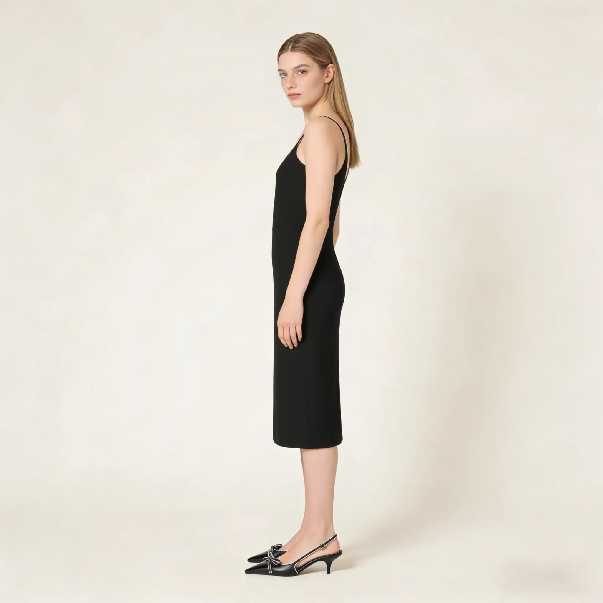 Black Contrast Piping Slingback Pumps Gilded Cadence