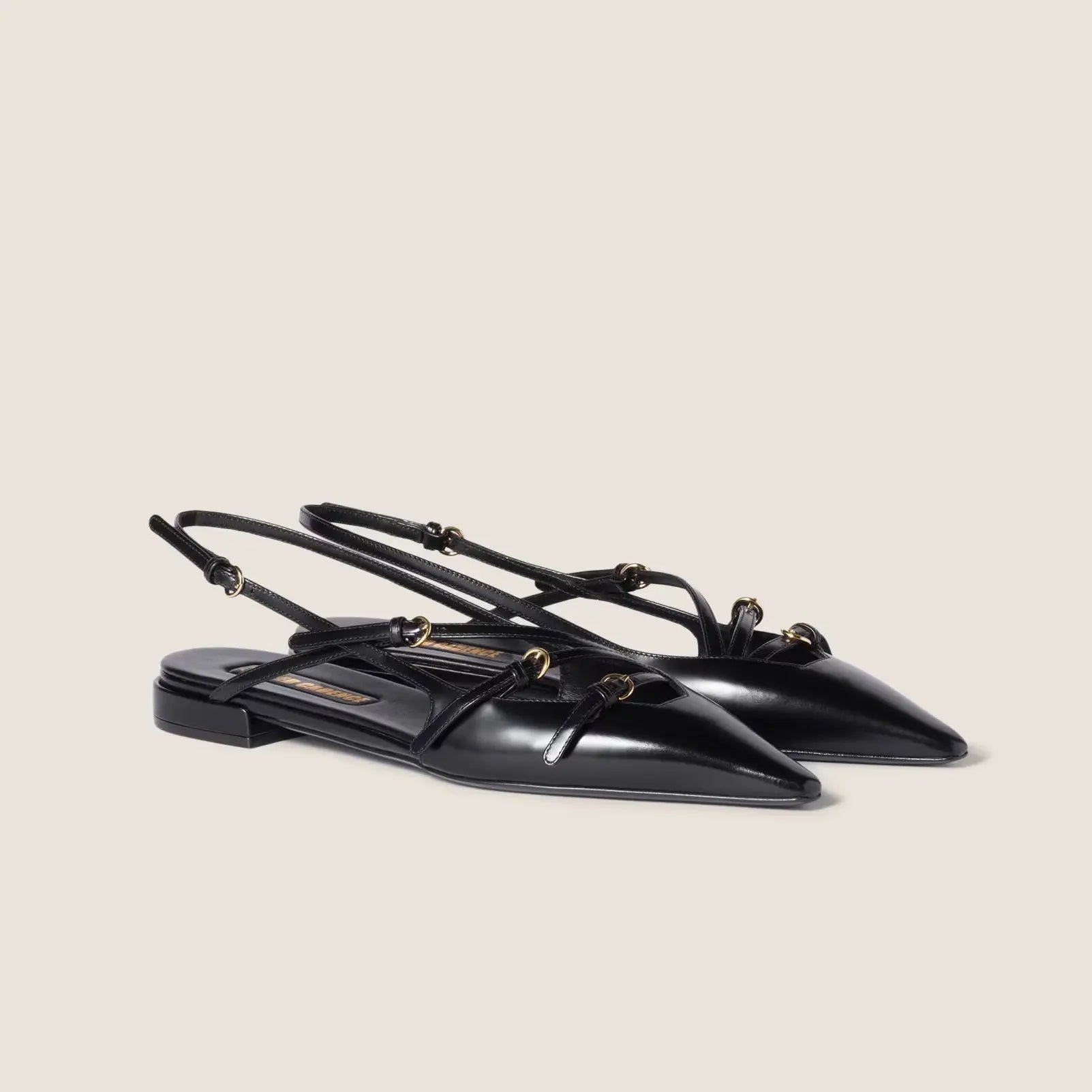 Leather slingback ballerinas with buckles Gilded Cadence