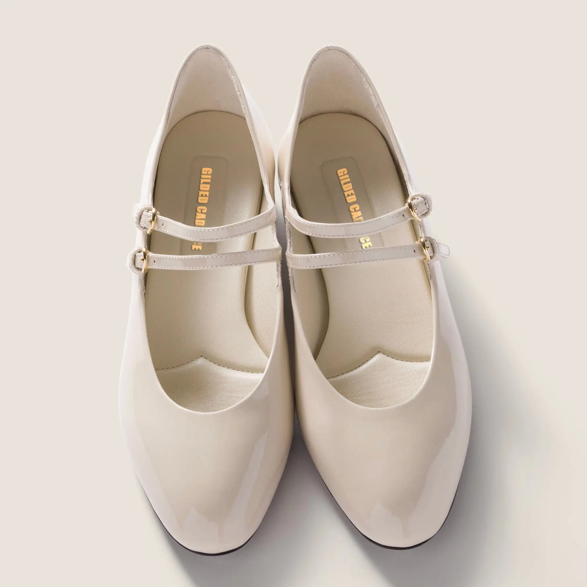 Cream Double Strap Mary Jane Pumps Gilded Cadence