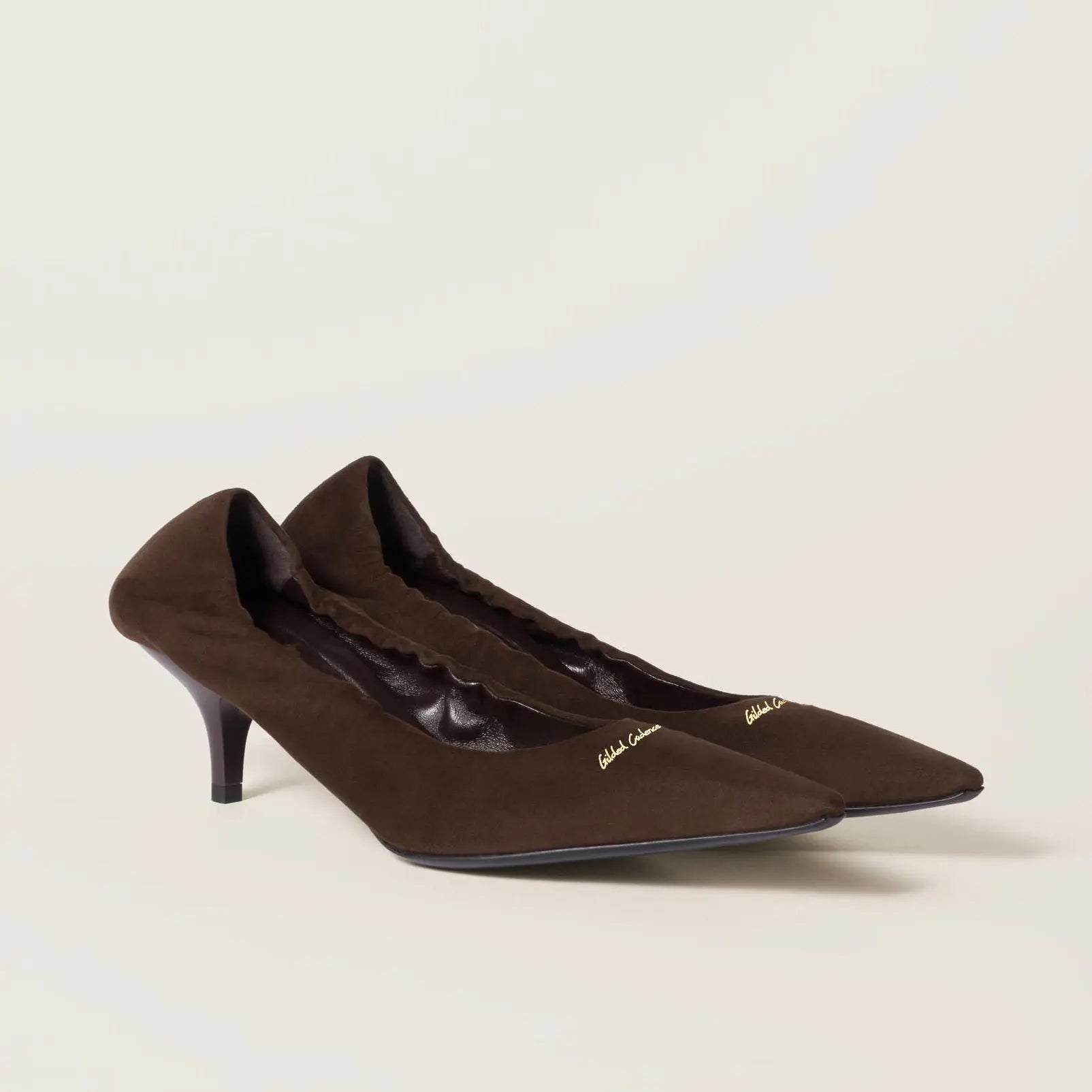 Women's Caramel Suede Ruched Pumps Gilded Cadence