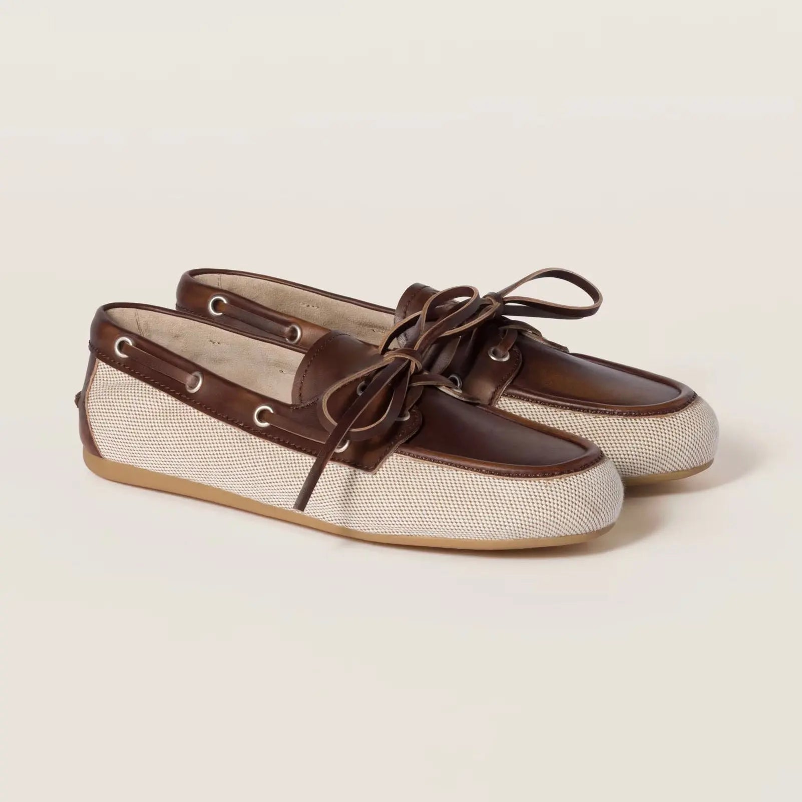 Canvas and bleached leather boat shoes Gilded Cadence
