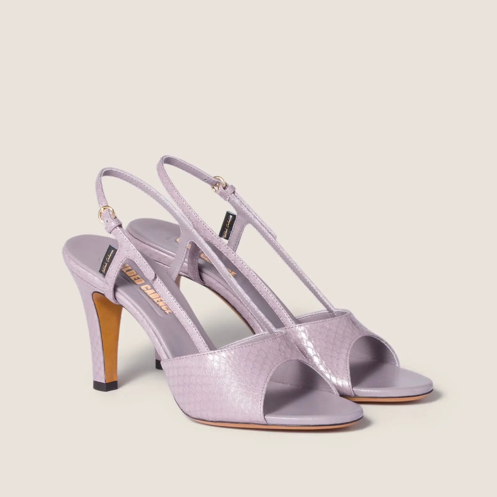 Women's Lavender Snakeskin Slingback Sandals Gilded Cadence