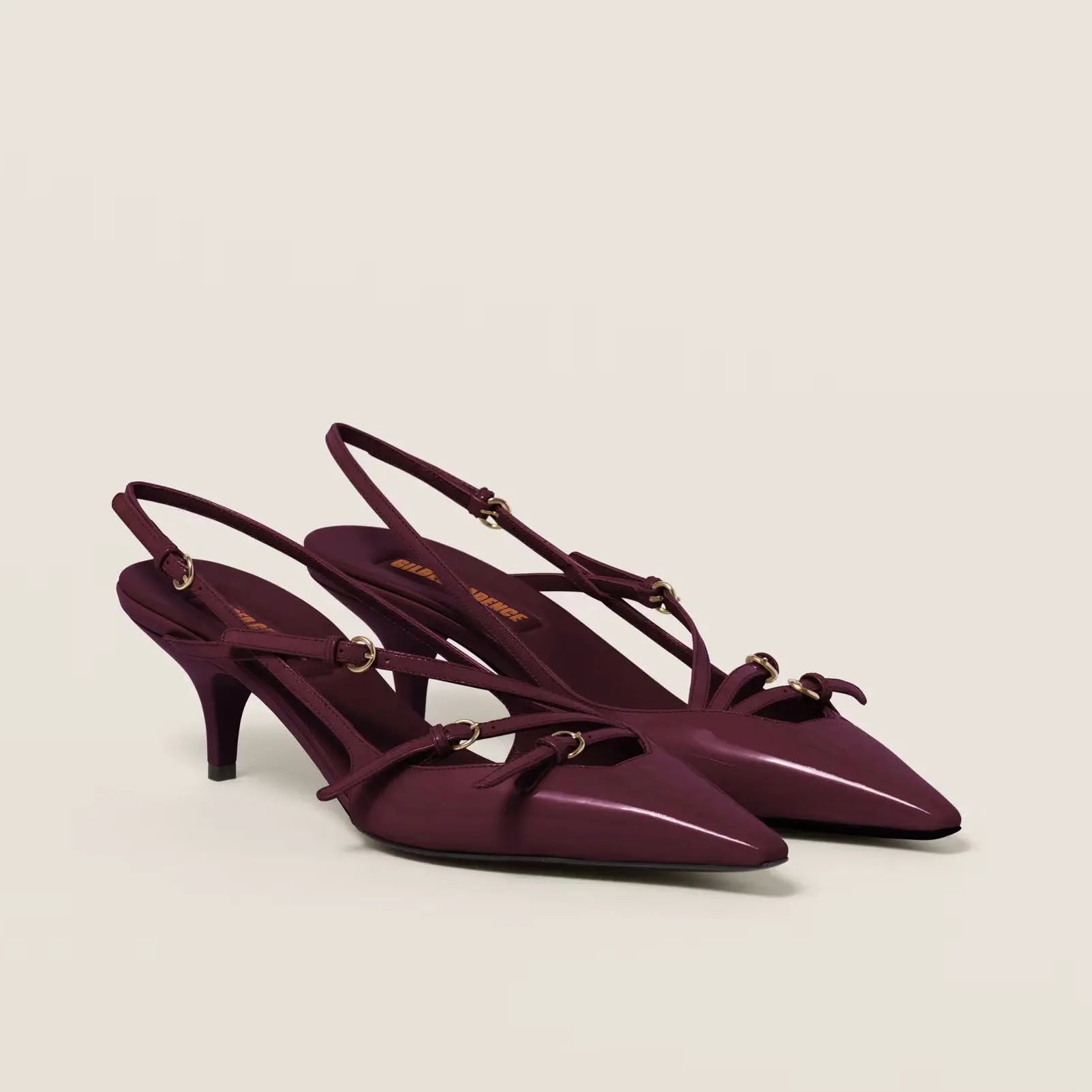 Plum Patent Leather Buckle Slingbacks Gilded Cadence