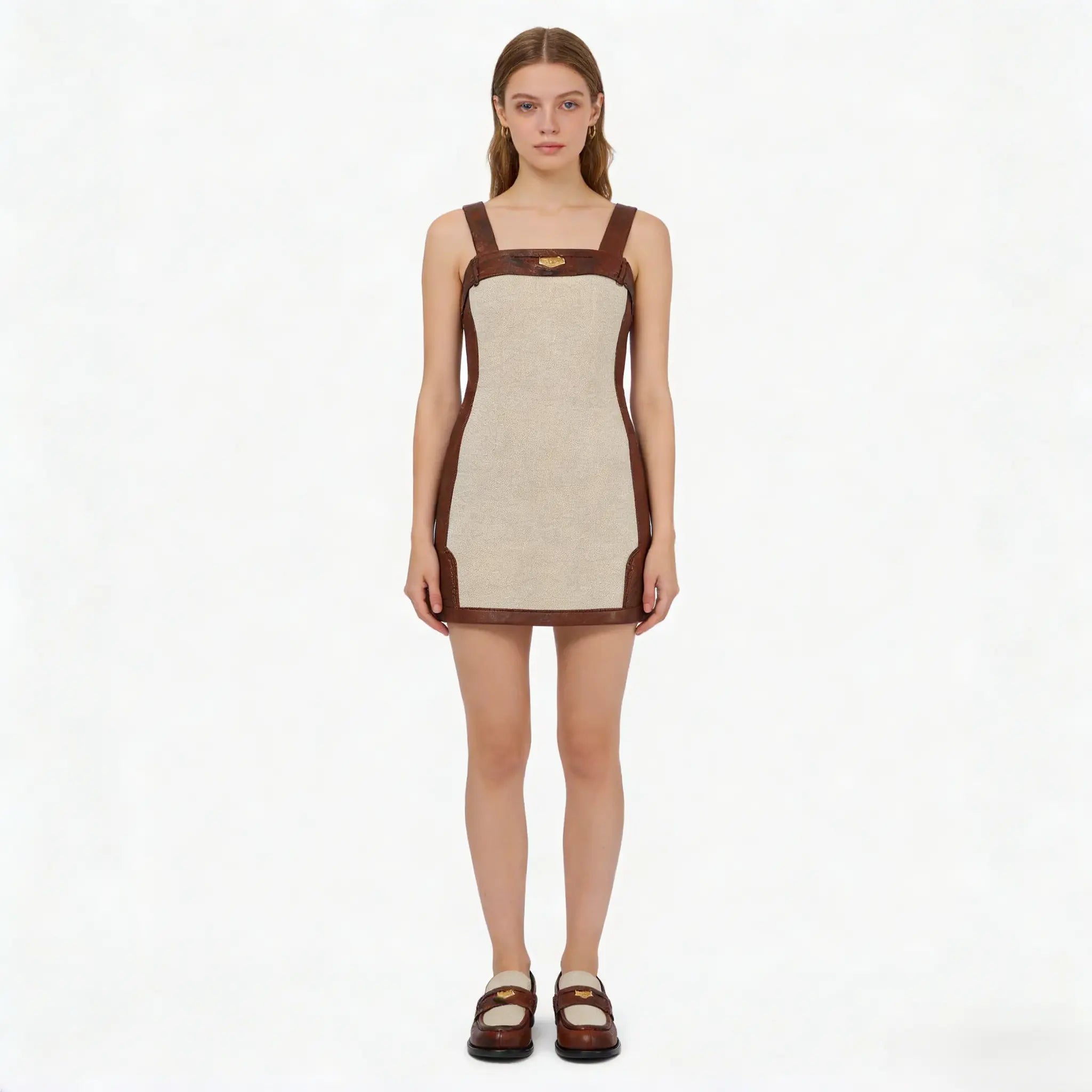 Canvas and Leather Trimmed Loafers Gilded Cadence