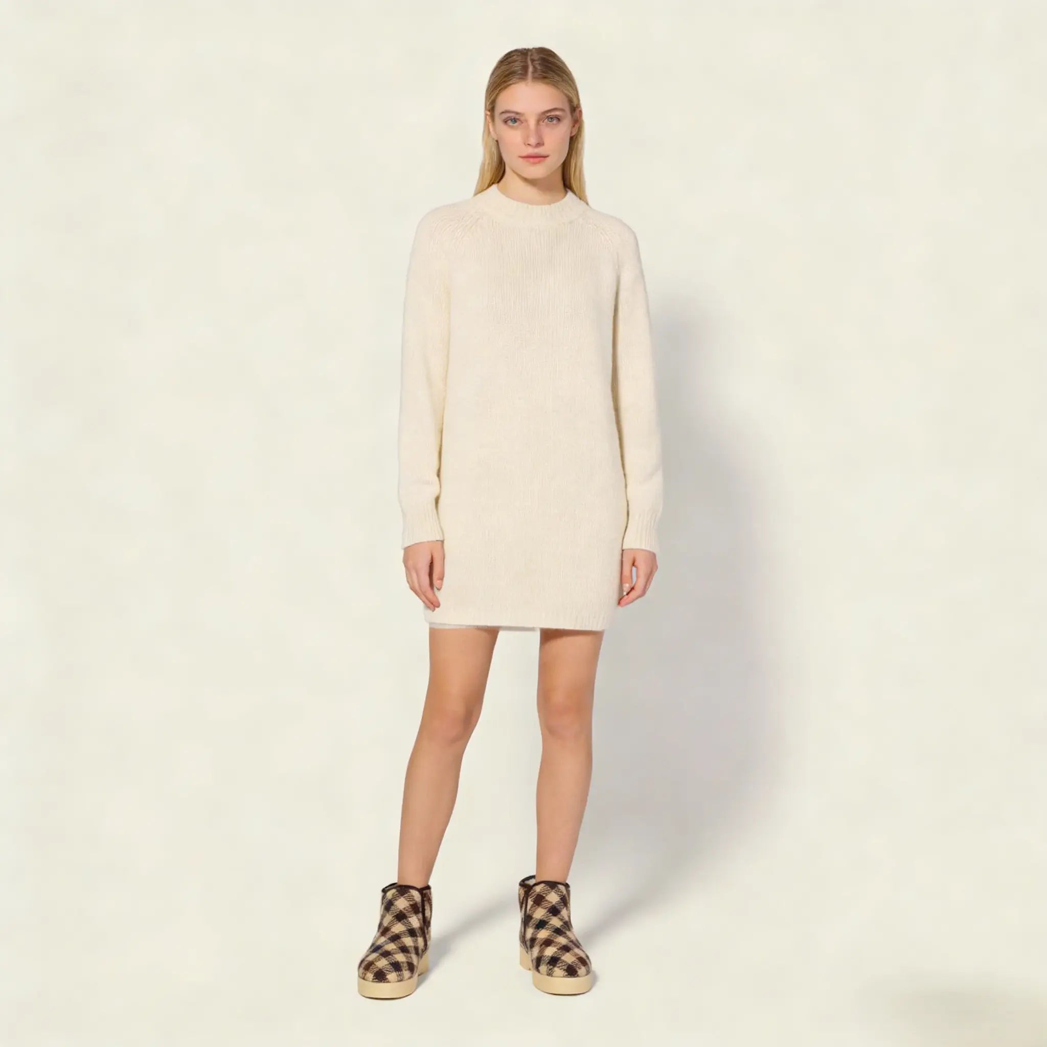 Women's Wool Knit Mini Shearling Boots Gilded Cadence