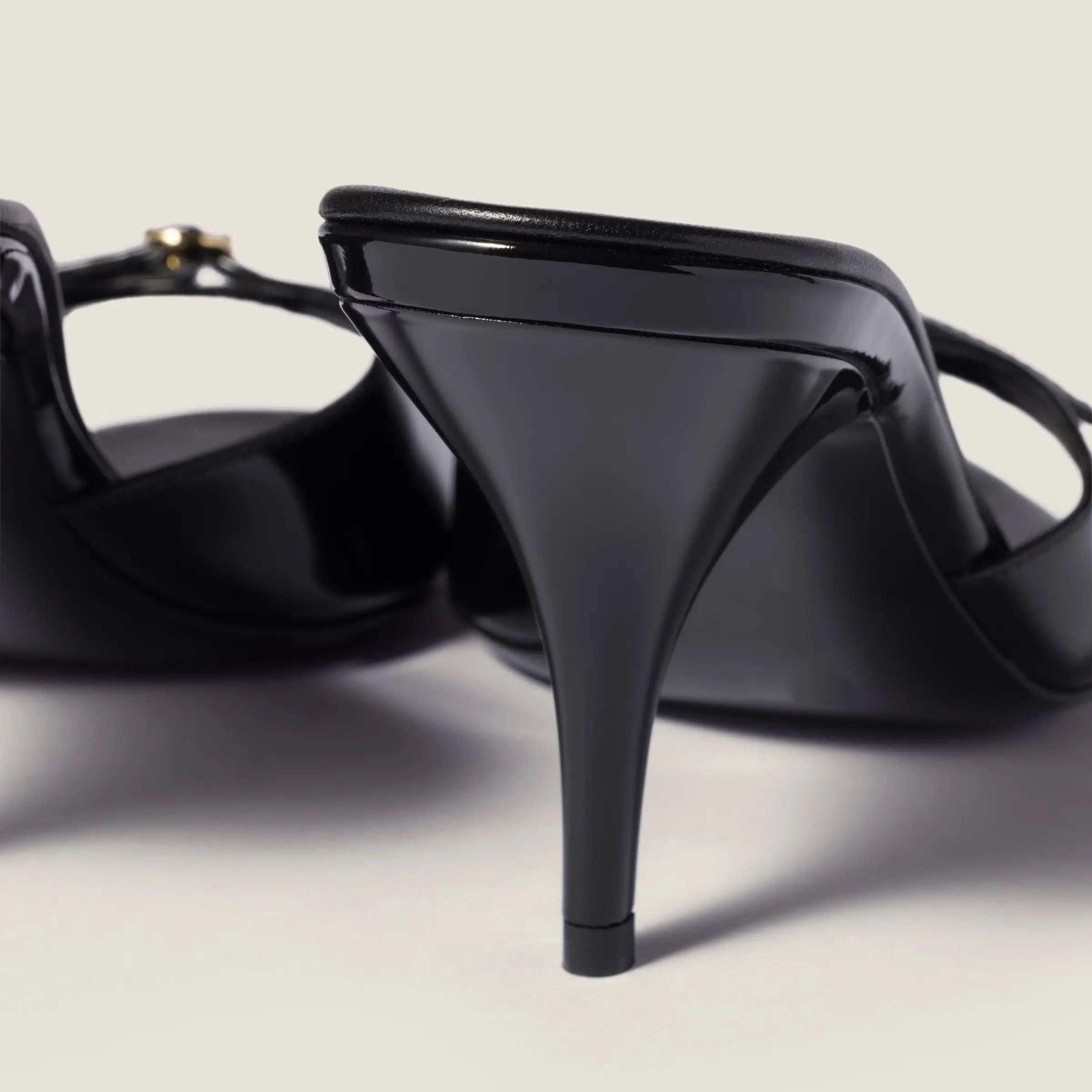 Patent leather mules with buckle Black Gilded Cadence