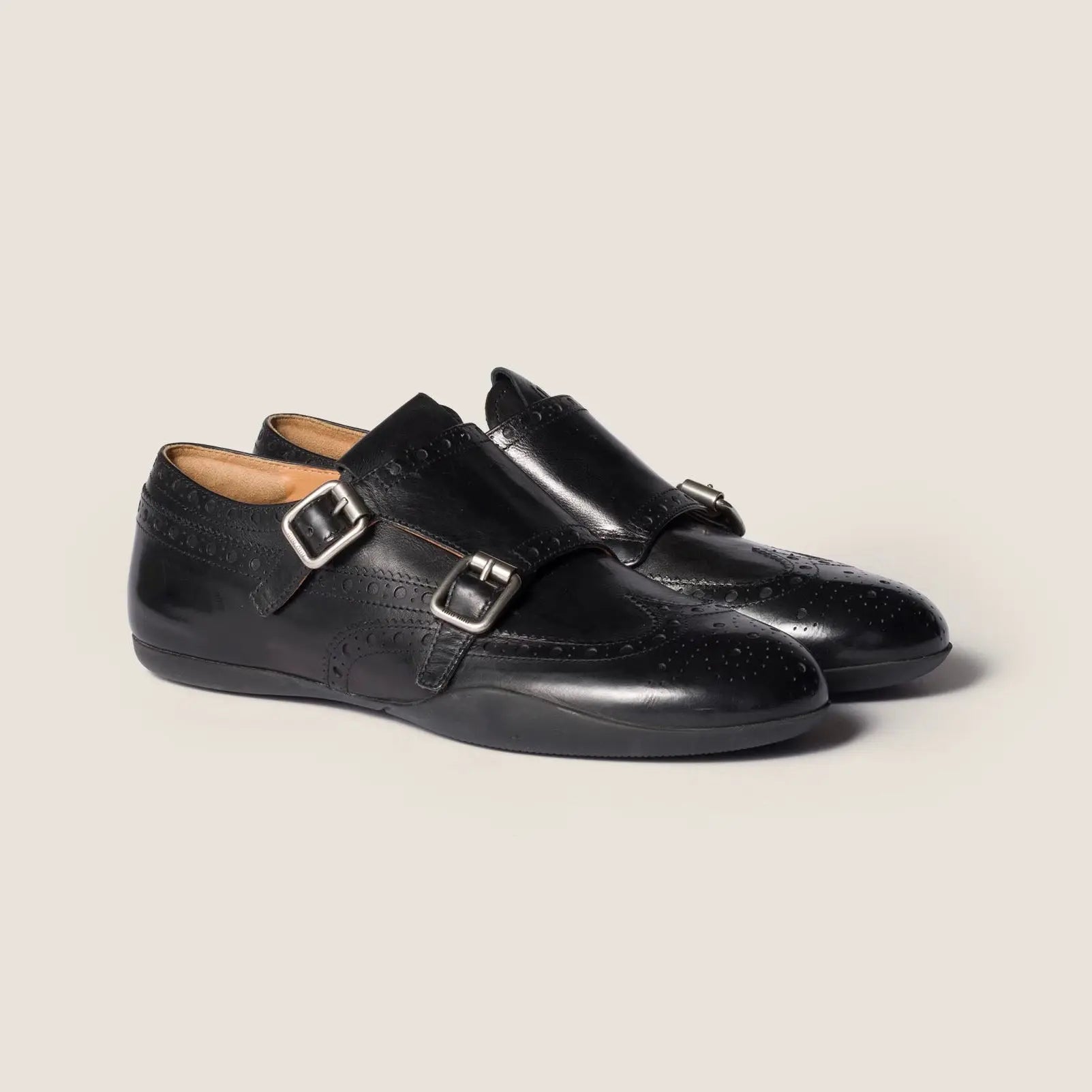 Calf leather brogue shoe with buckles Gilded Cadence