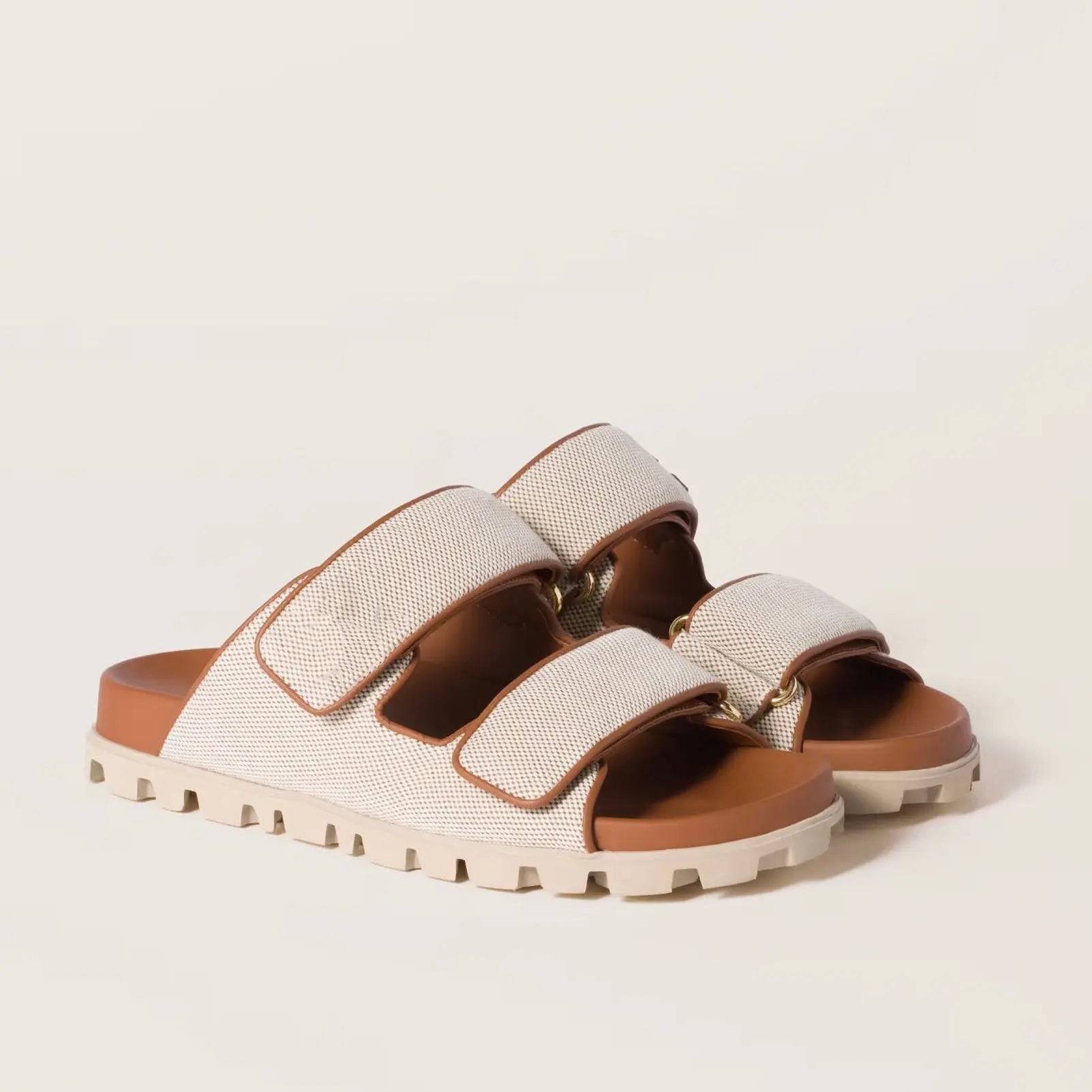 Canvas Double Strap Platform Slides Gilded Cadence